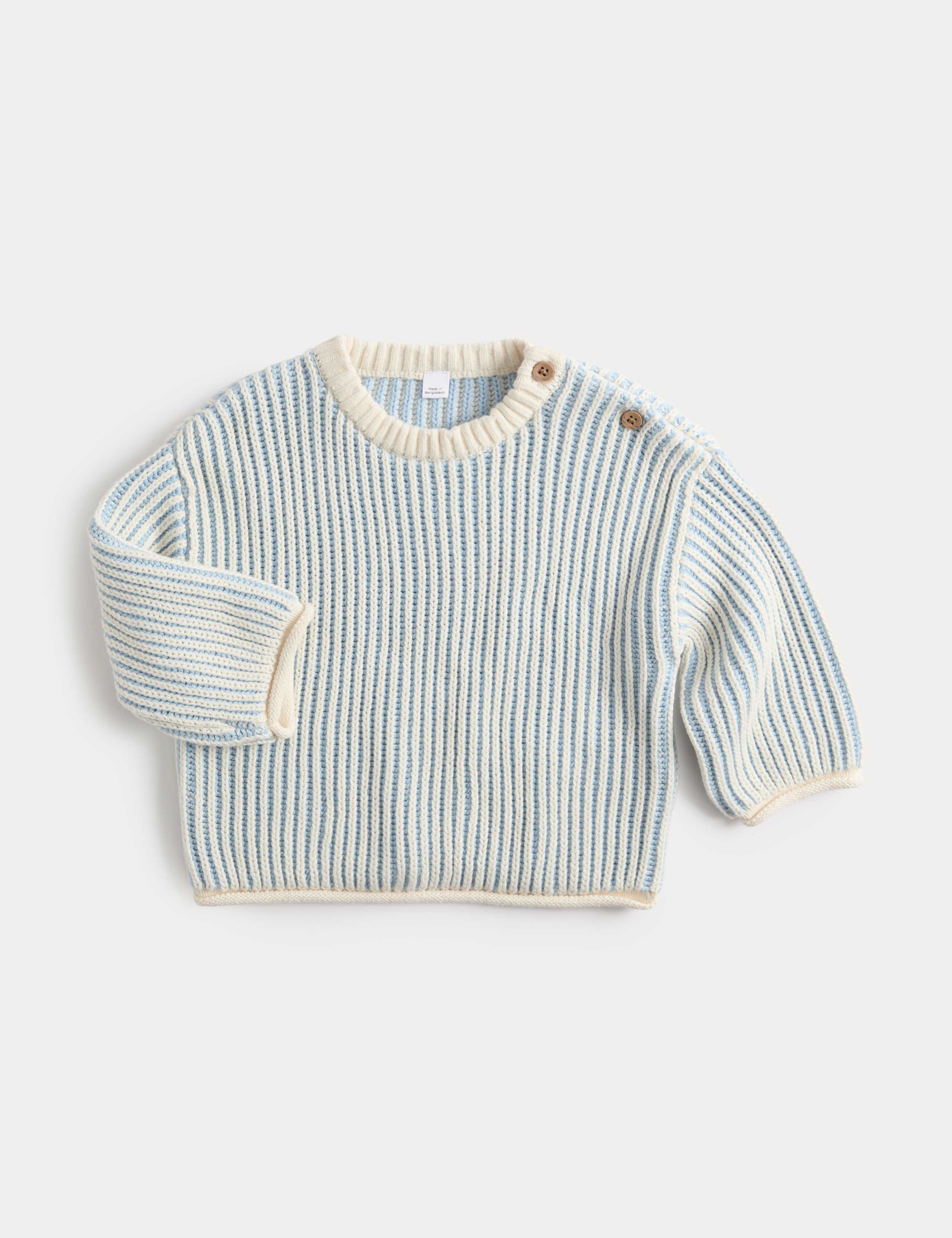 Pure Cotton Knitted Striped Jumper (0-5 Yrs) 1 of 2