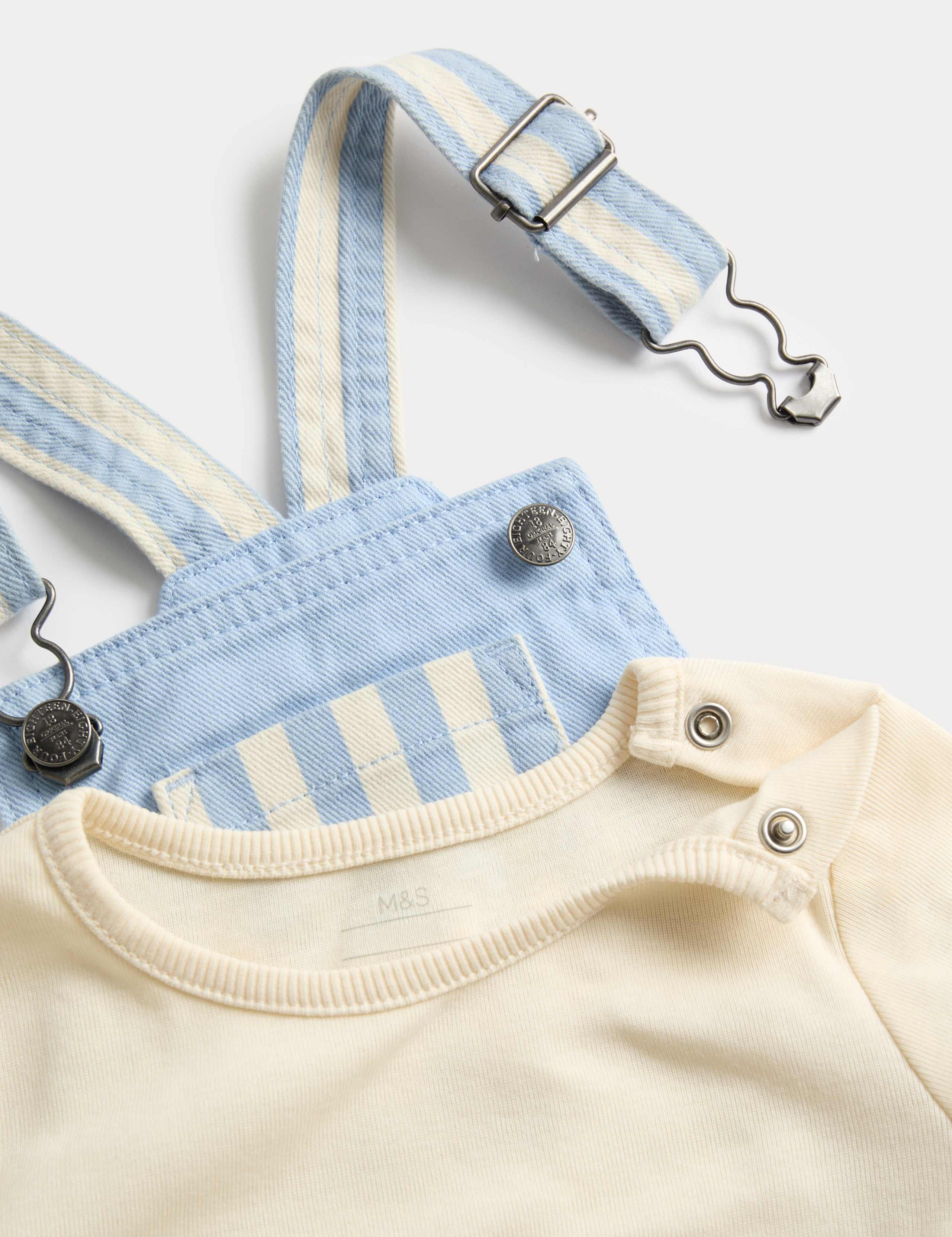 2 Piece Pure Cotton Dungarees Outfit (0-3 Yrs) 3 of 3