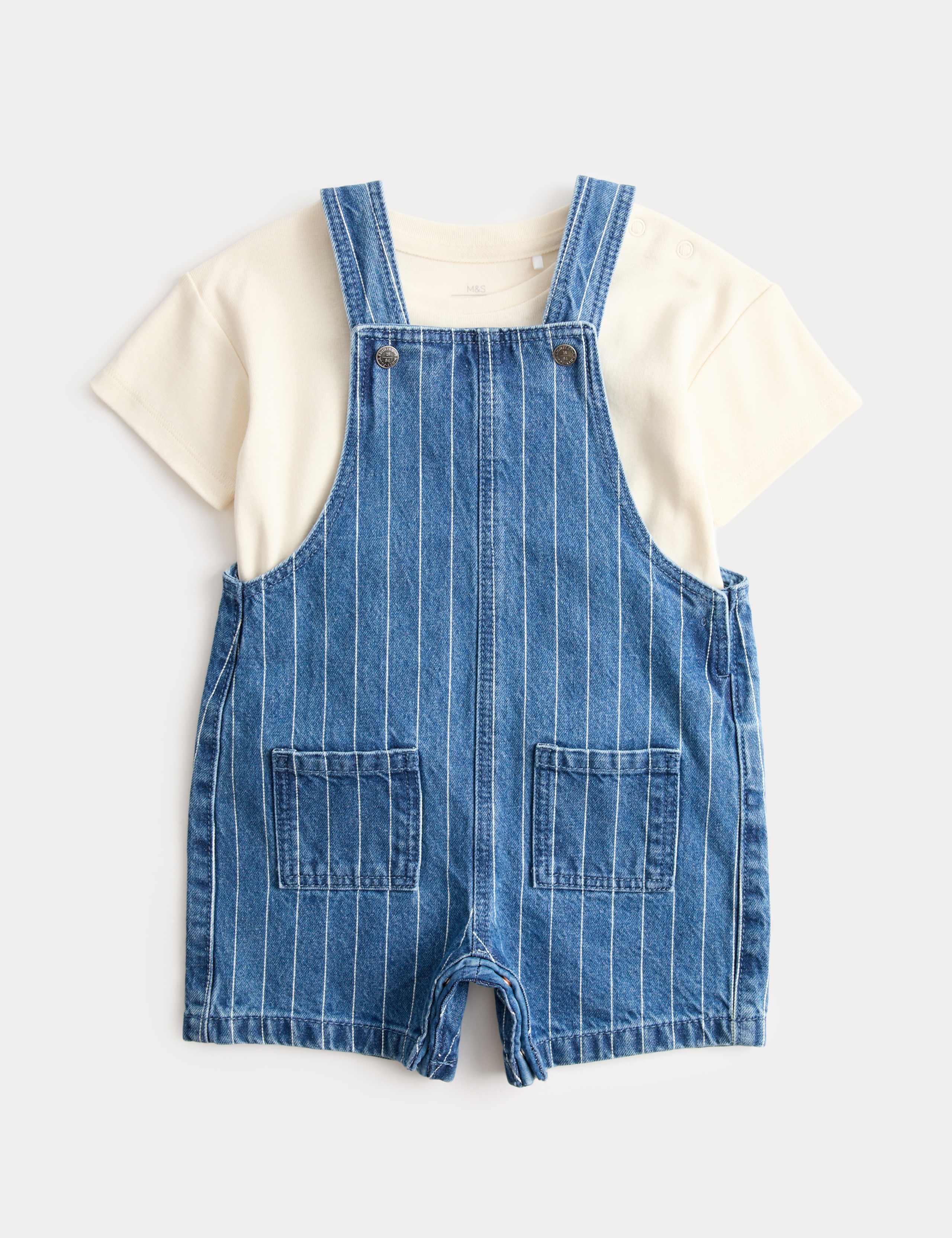 Denim Striped Bibshort with T-Shirt (0-3 Yrs) 1 of 3