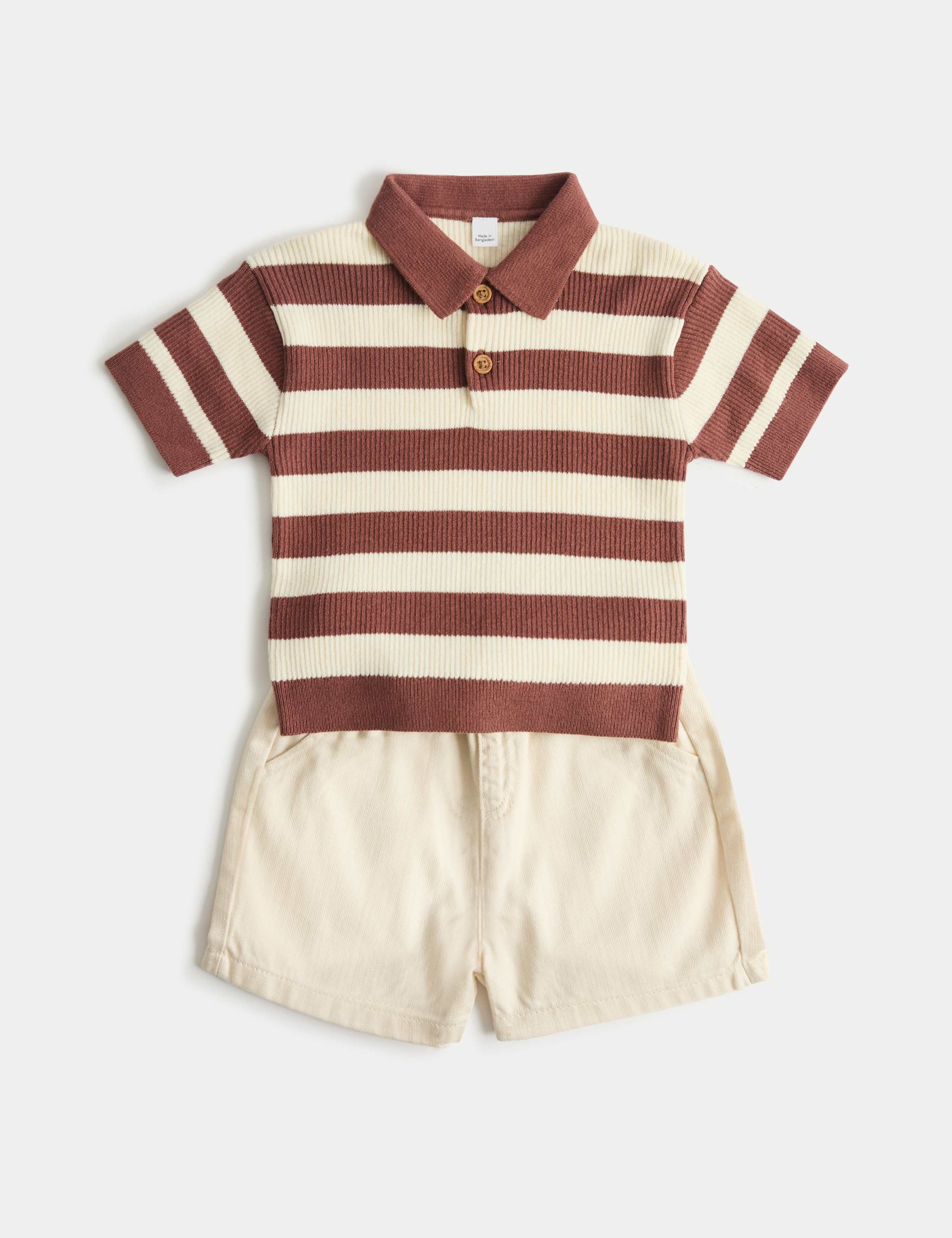 Striped Knit Top & Shorts Outfit (0-5 Yrs) 1 of 3
