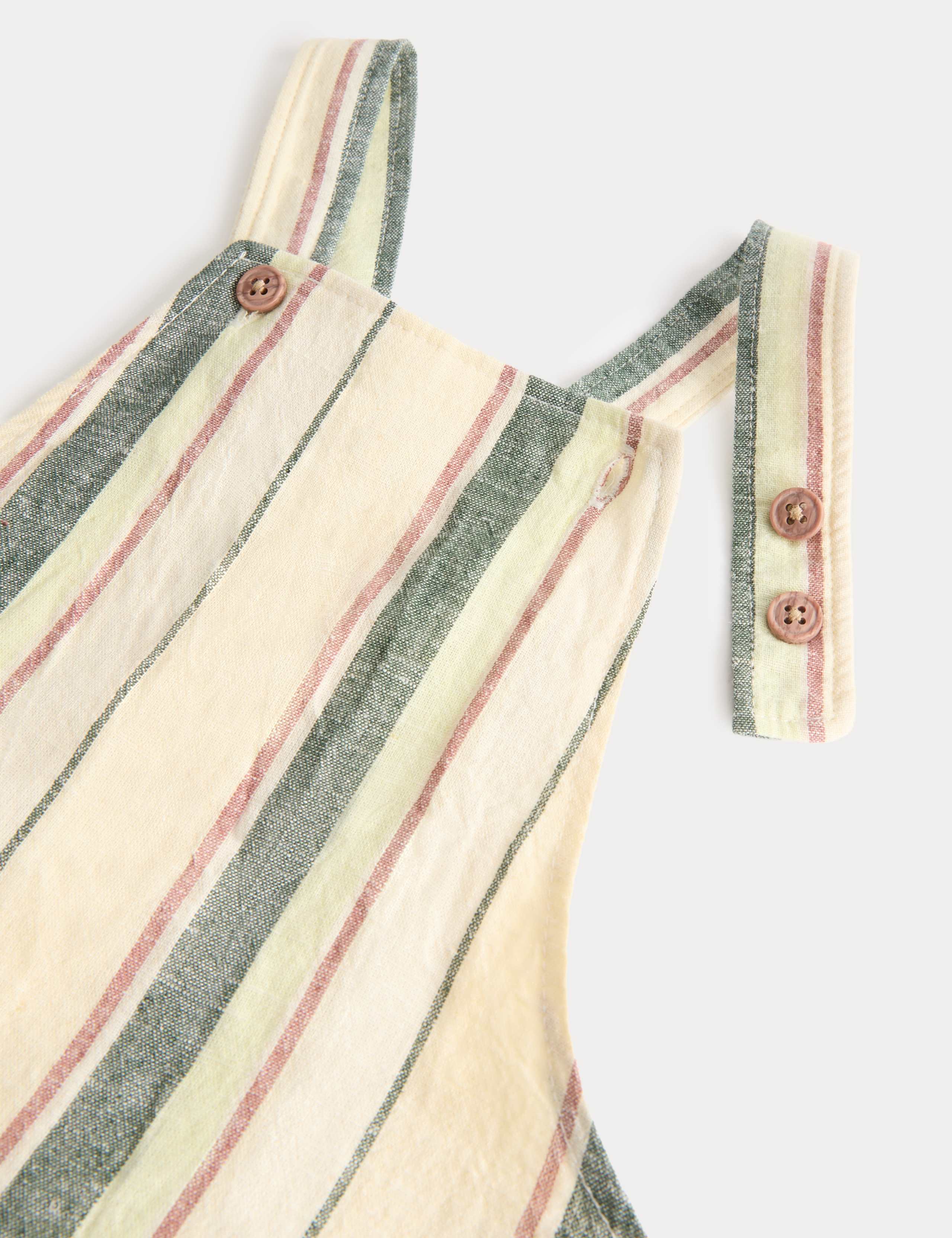 Linen Blend Striped Bibshort (0-3 Yrs) 2 of 3