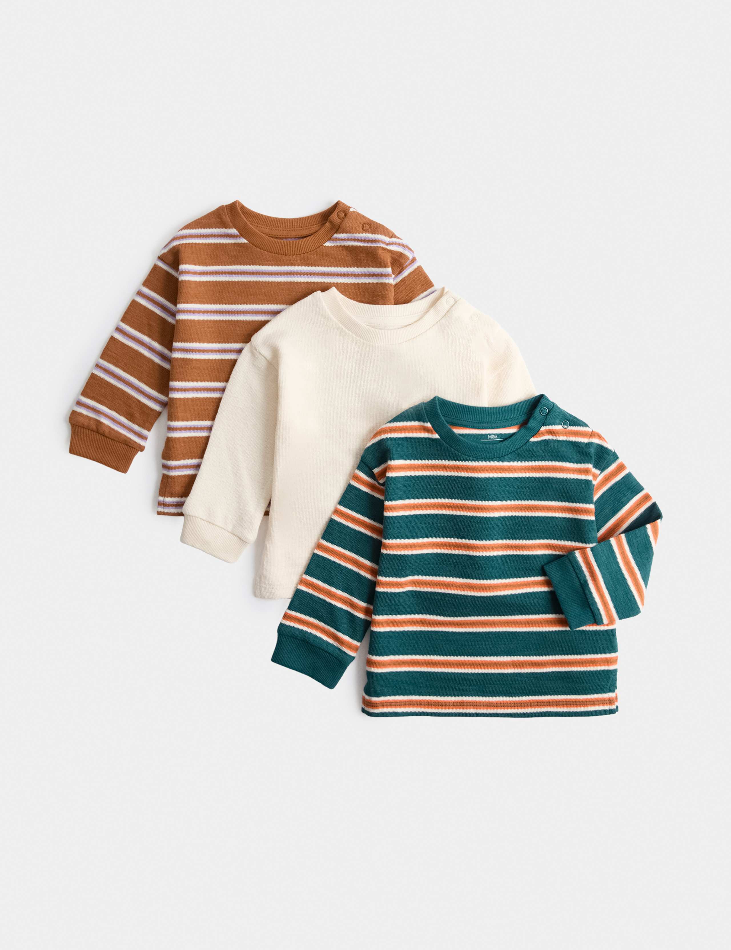 3 Pack Pure Cotton Striped Tops (0-5 Yrs) 1 of 2