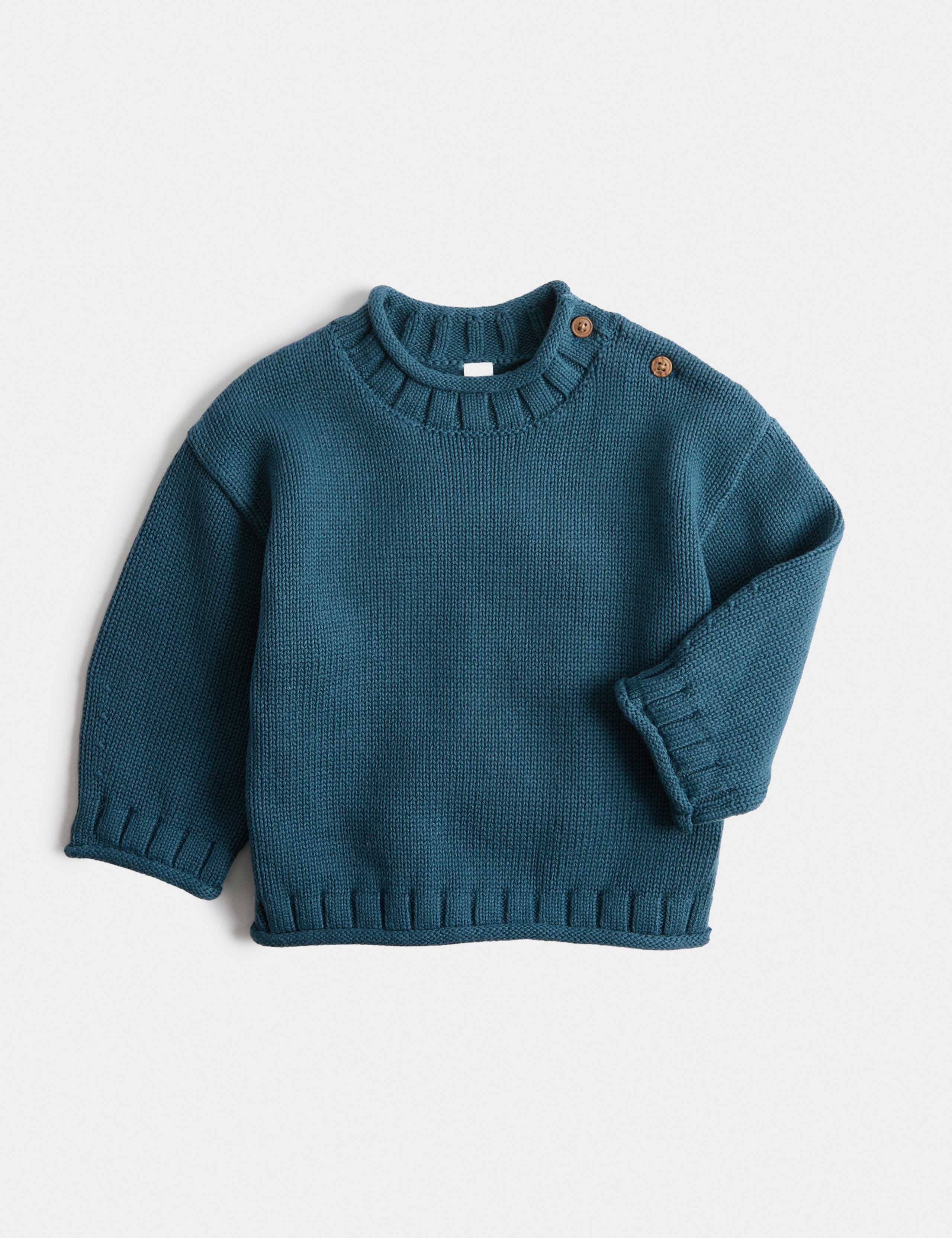 Pure Cotton Roll Hem Jumper (0 Mths-5 Yrs) 1 of 2