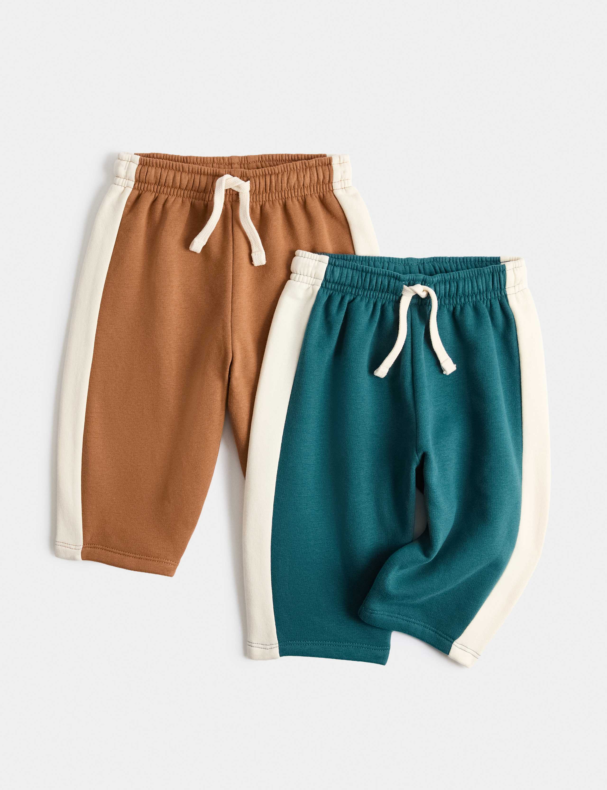 2 Pack Cotton Rich Side Stripe Joggers (0-5 Yrs) 1 of 2