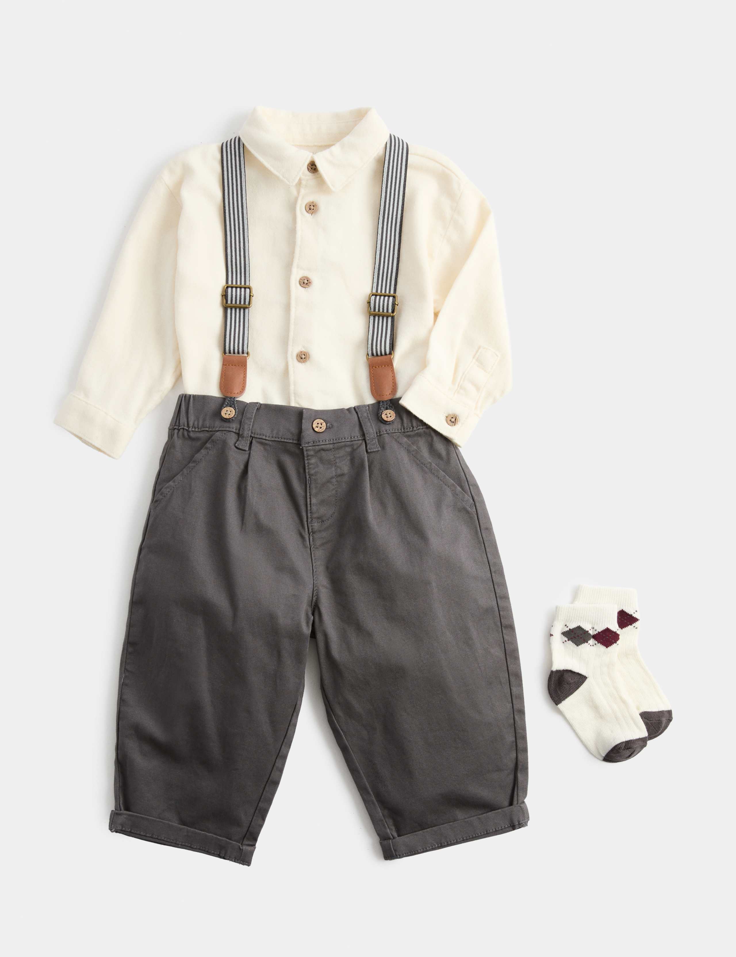 Three Piece Cotton Rich Braces Outfit 1 of 3