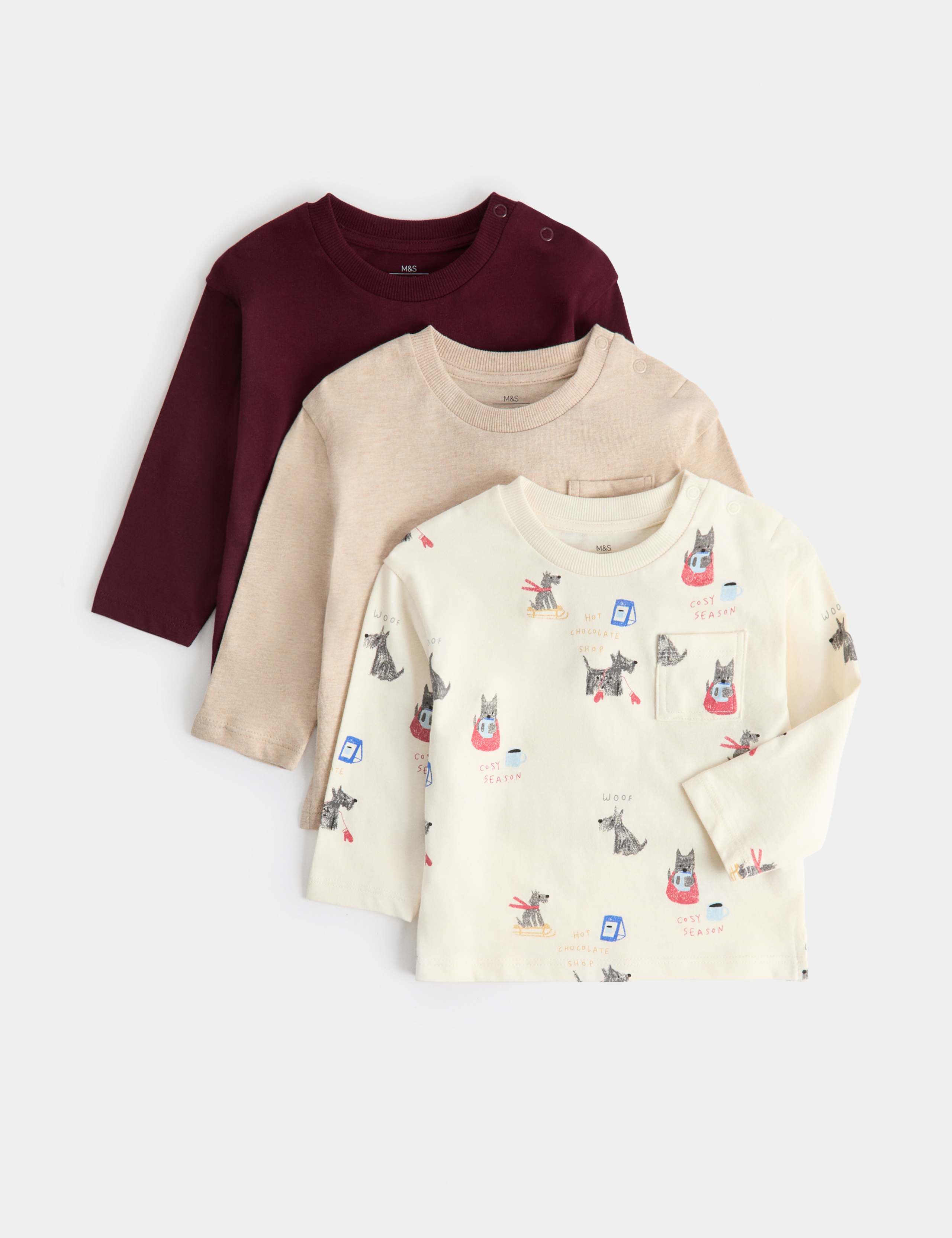 3pk Pure Cotton Animal Top 1 of 2