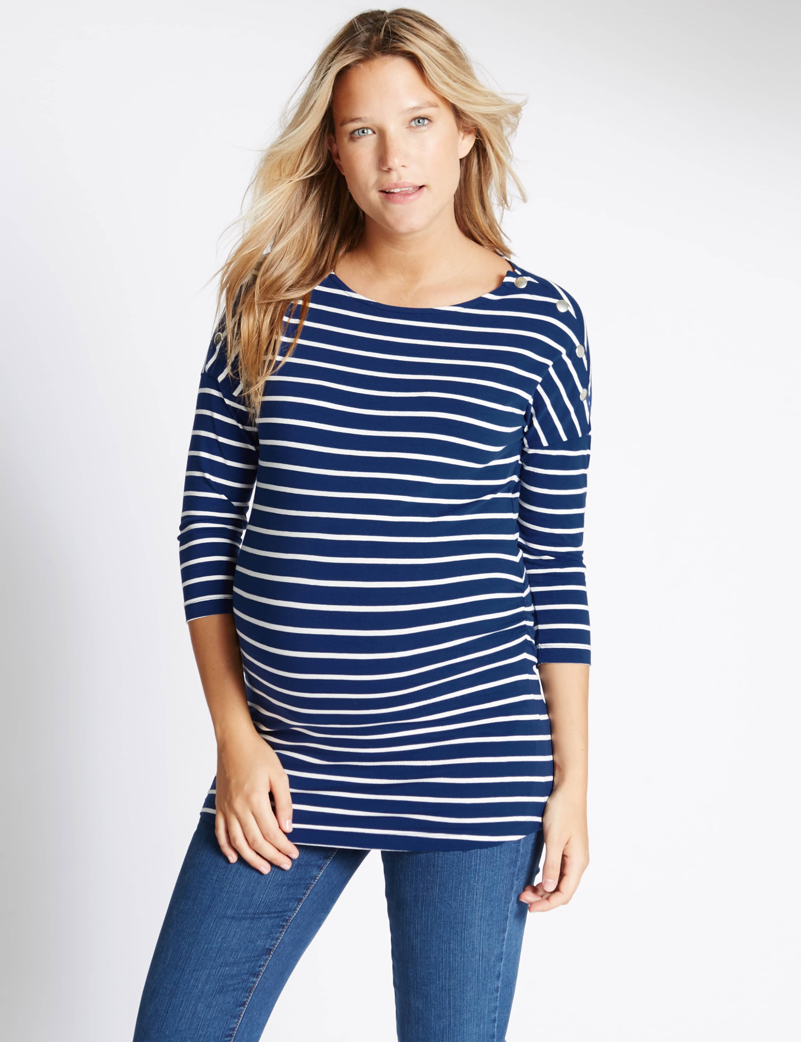 Maternity Nautical Striped Feeding Top 1 of 5