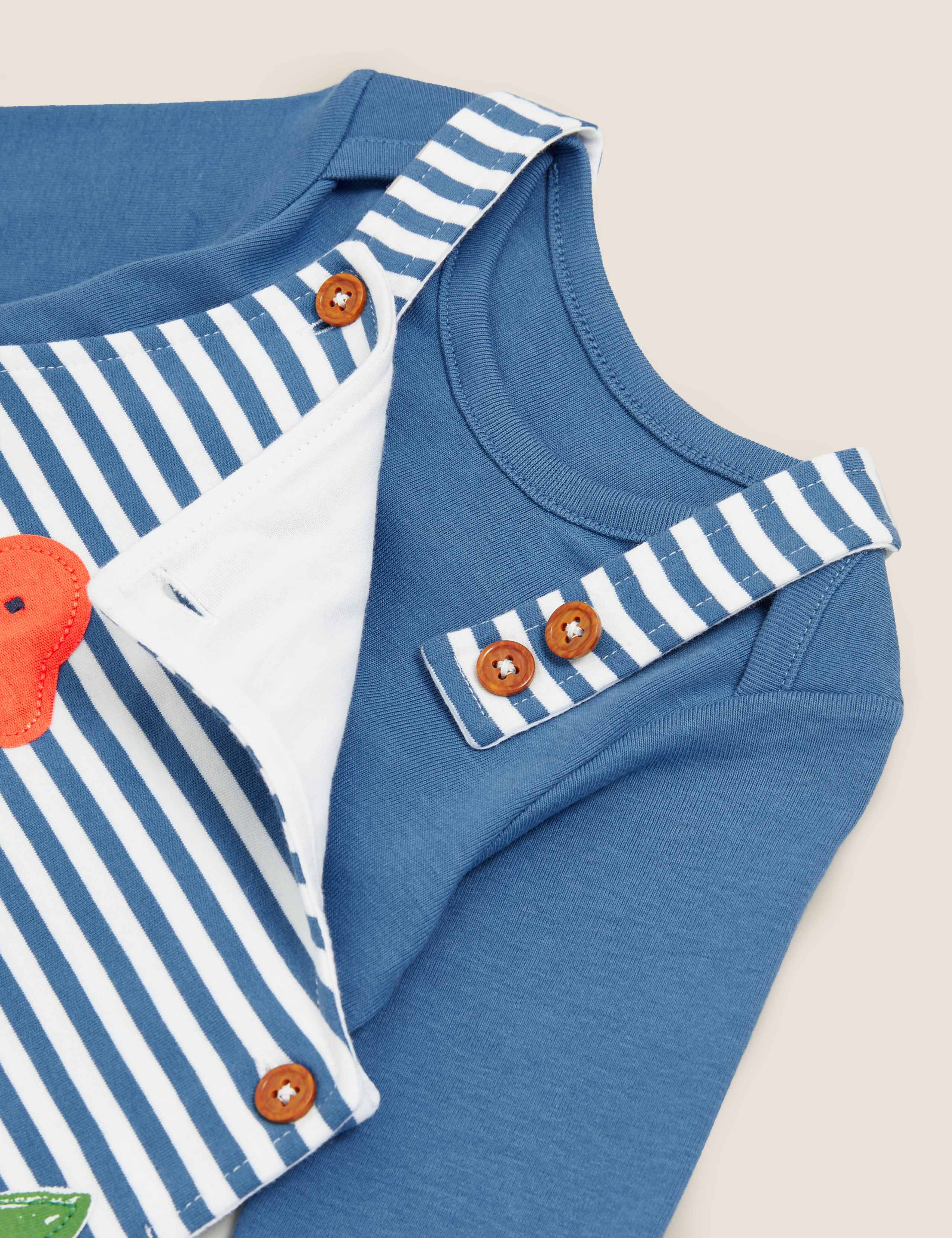 2pc Cotton Dinosaur Dungaree Outfit (0-3 Yrs) 5 of 6