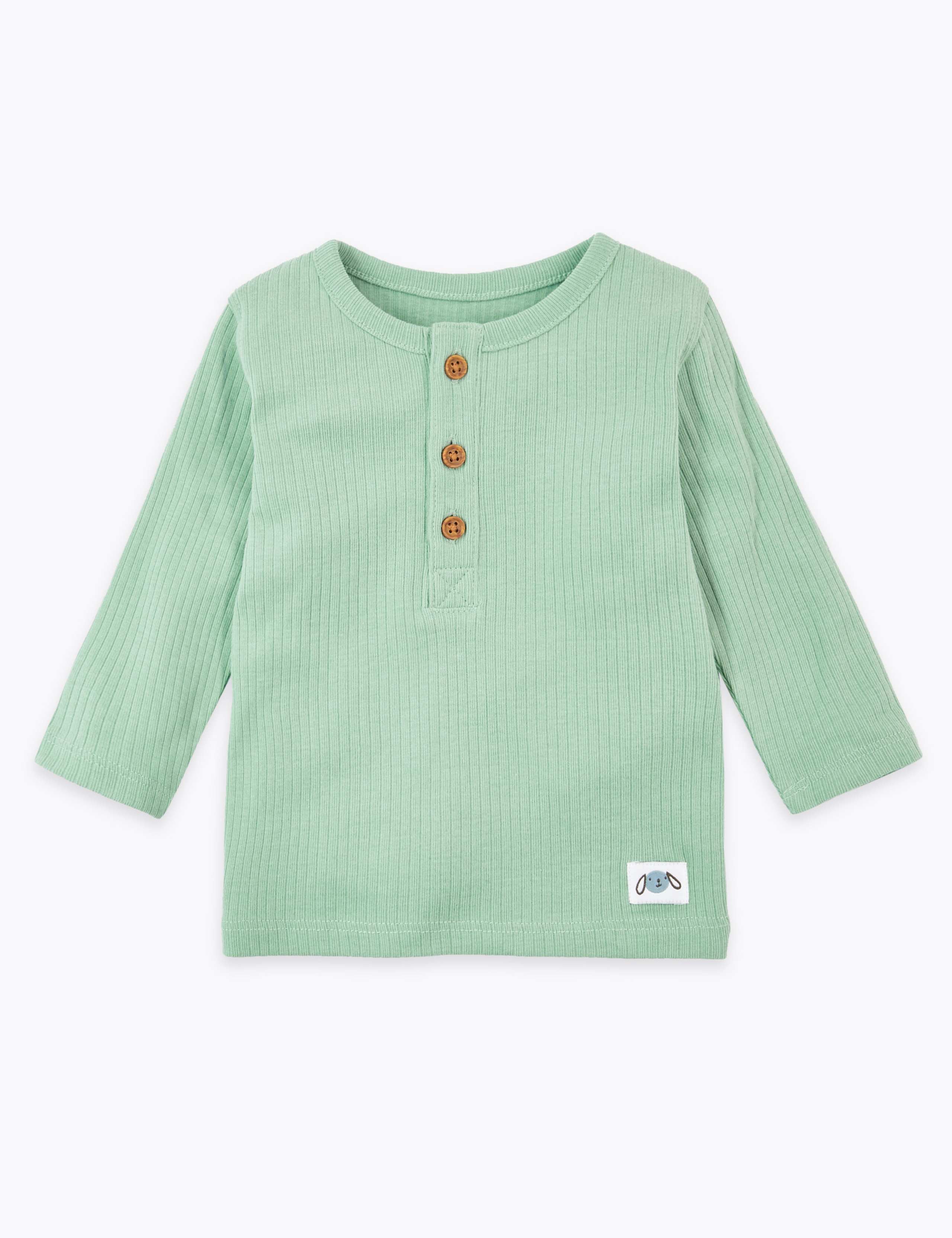 Cotton Grandad Collar Top (0-36 Mths) 1 of 3