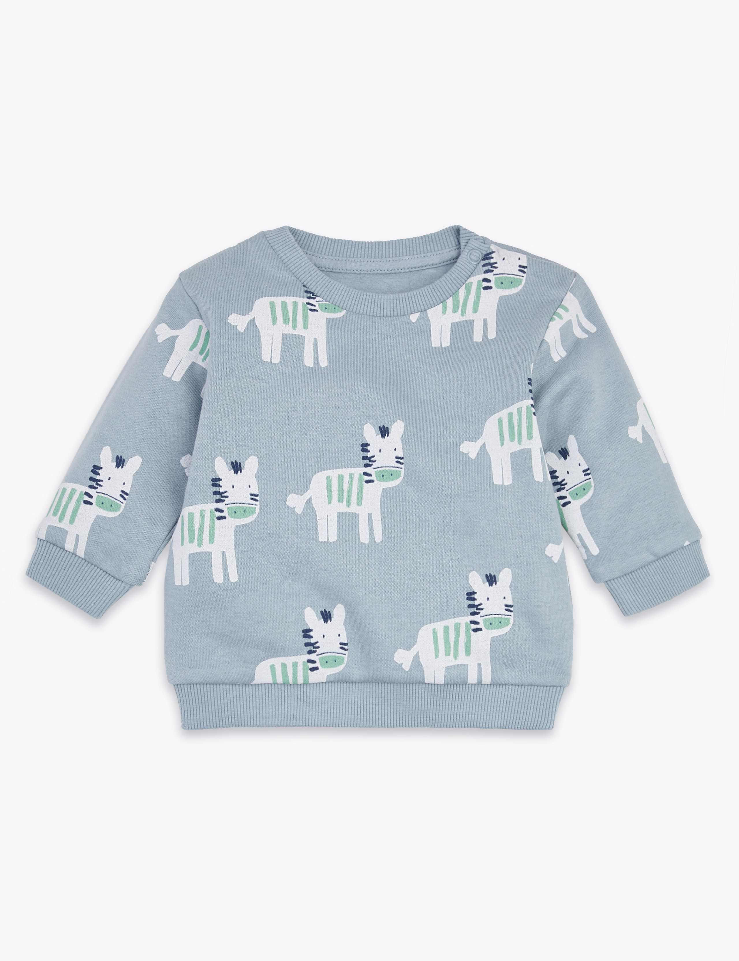 Cotton Rich Zebra Print Sweatshirt (0-3 Yrs) 1 of 3