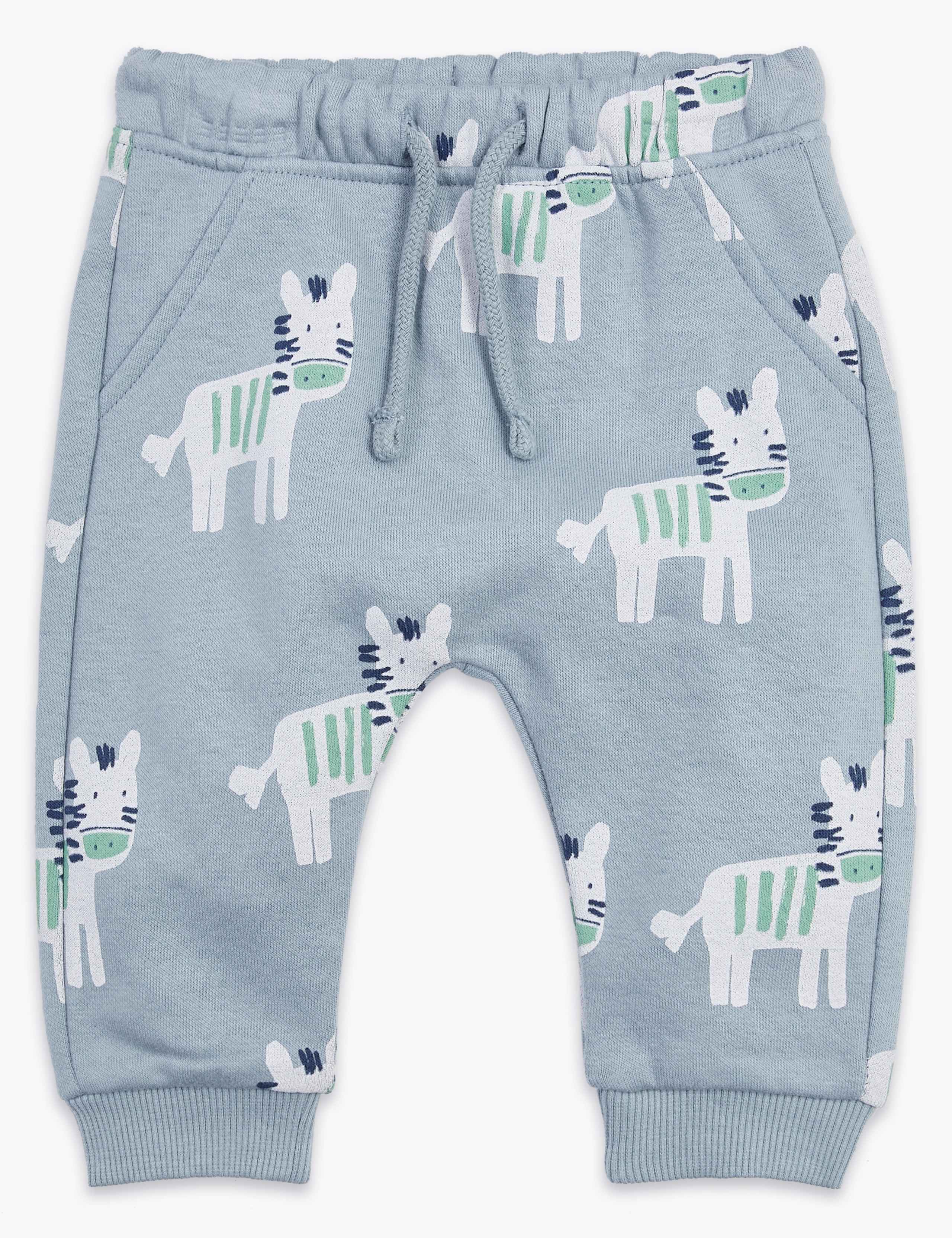 Cotton Rich Zebra Print Joggers (0-3 Yrs) 1 of 3