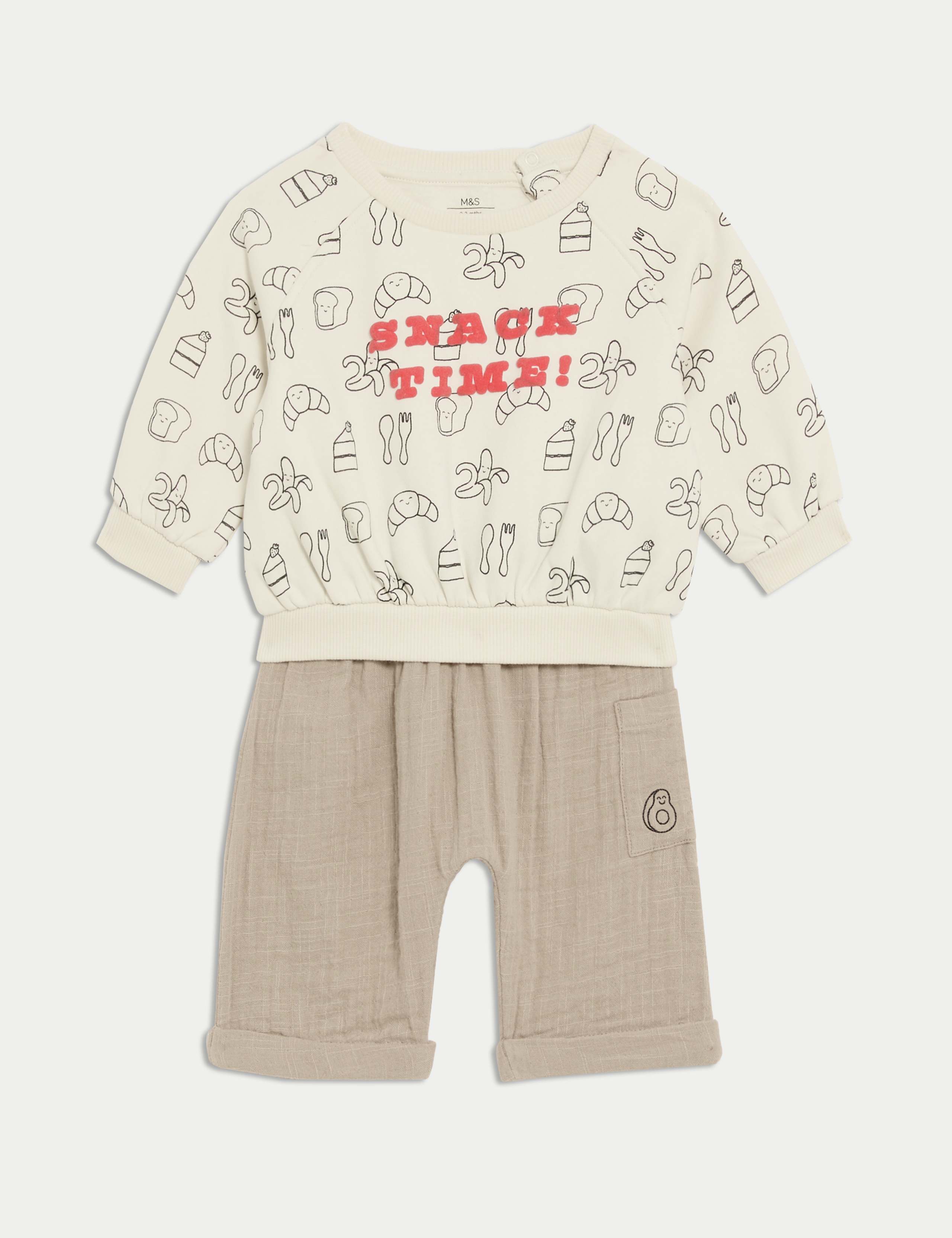 2pc Pure Cotton Snack Time Outfit (0-3 Yrs) 2 of 8