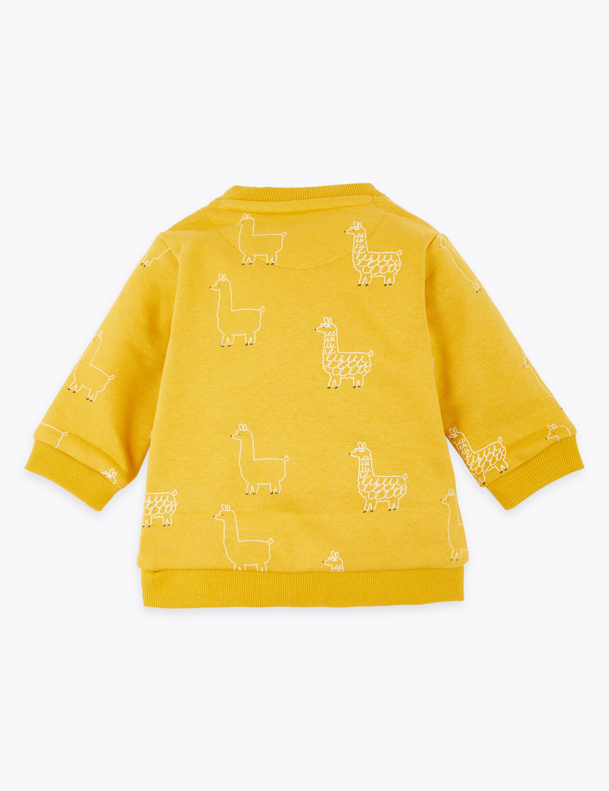 Cotton Rich Llama Print Sweatshirt (0-3 Yrs) 2 of 3