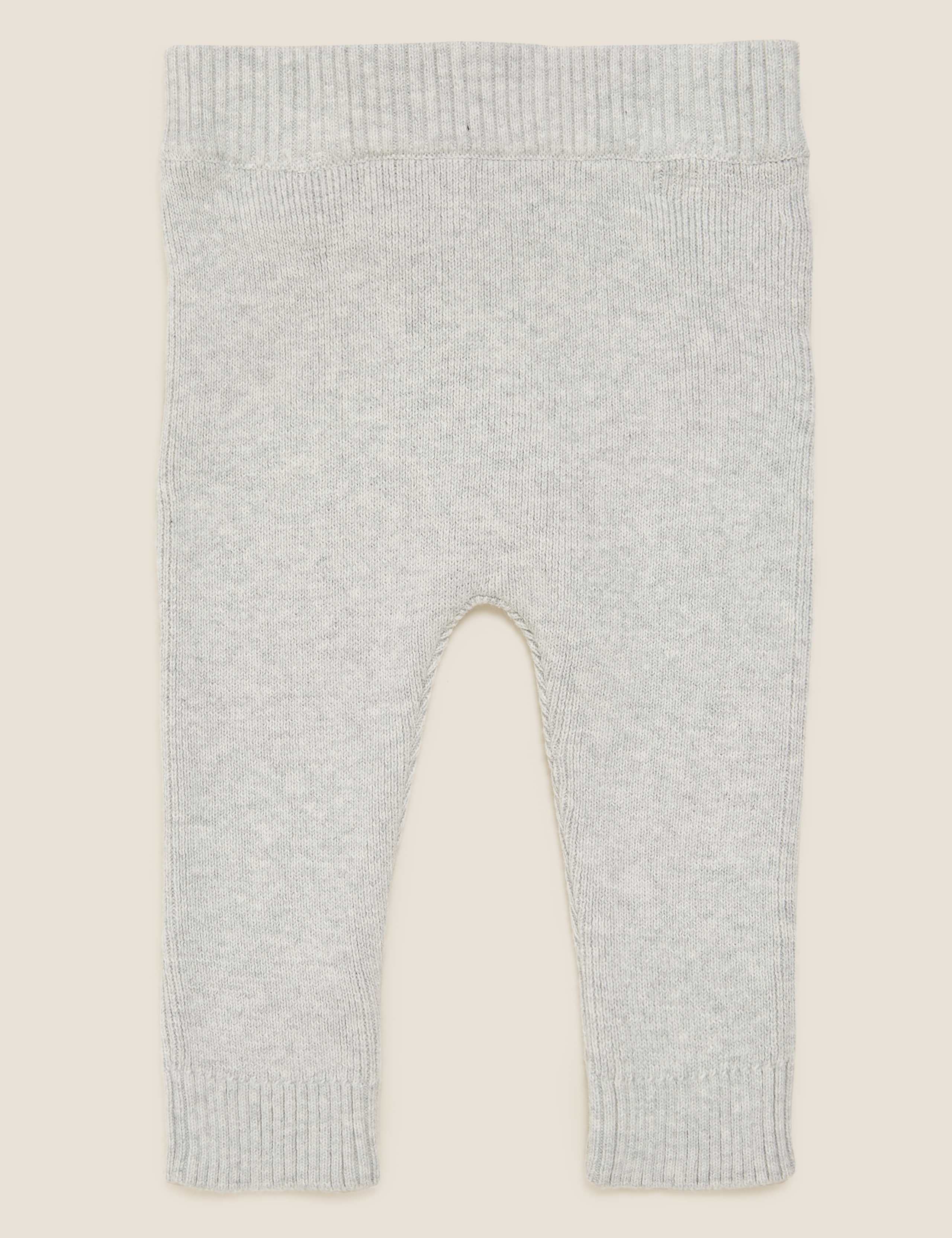 Pure Cotton Knitted Leggings (0-3 Yrs) 1 of 3