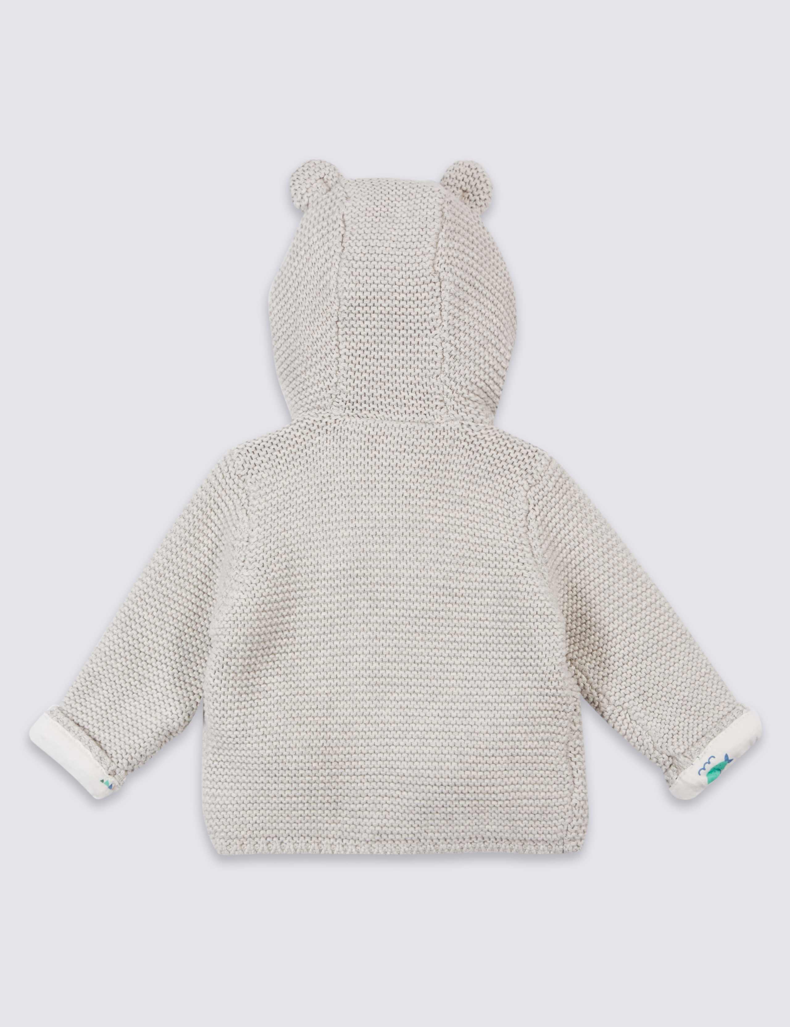 Pure Cotton Chunky Knit Hooded Cardigan 2 of 3