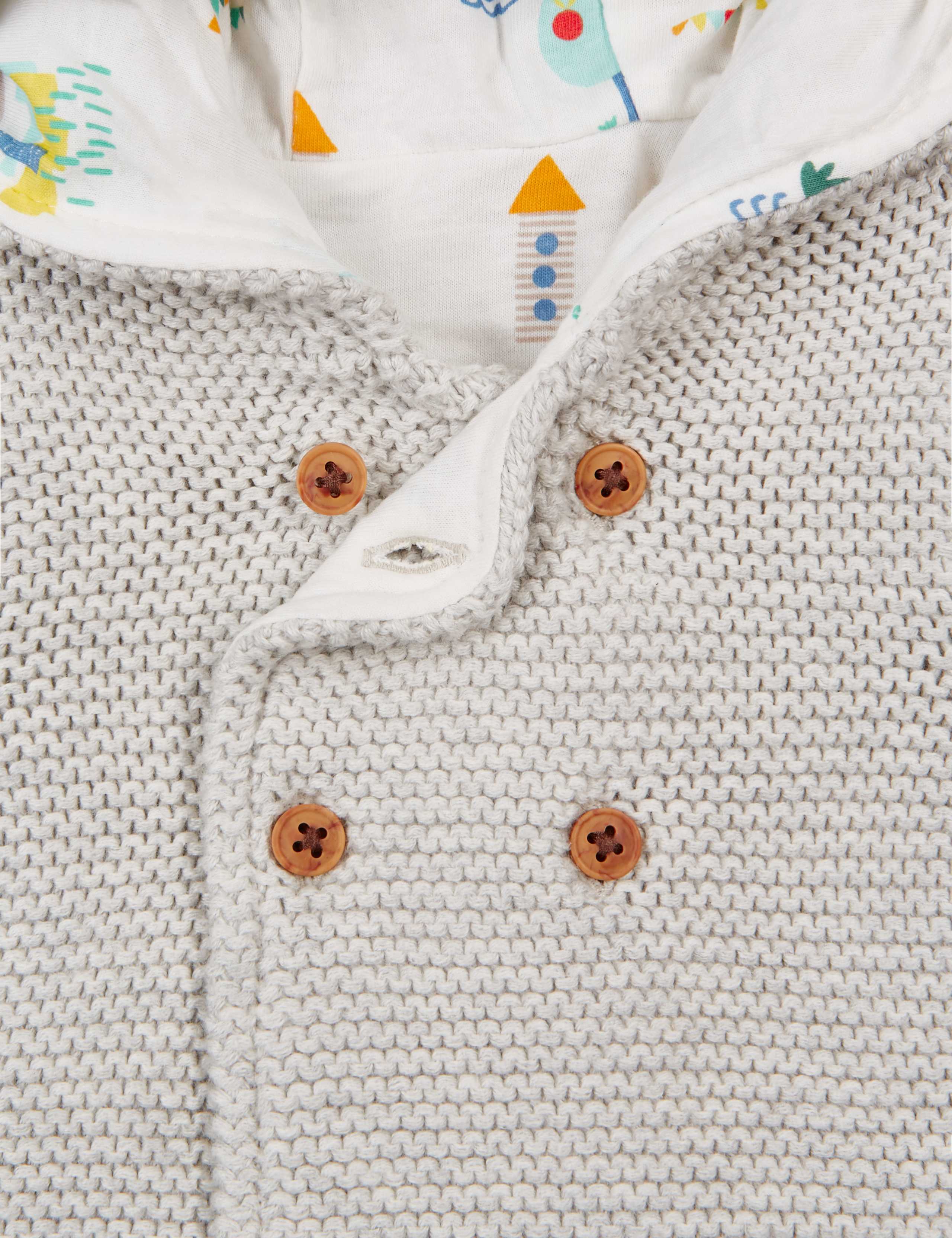 Pure Cotton Chunky Knit Hooded Cardigan 3 of 3