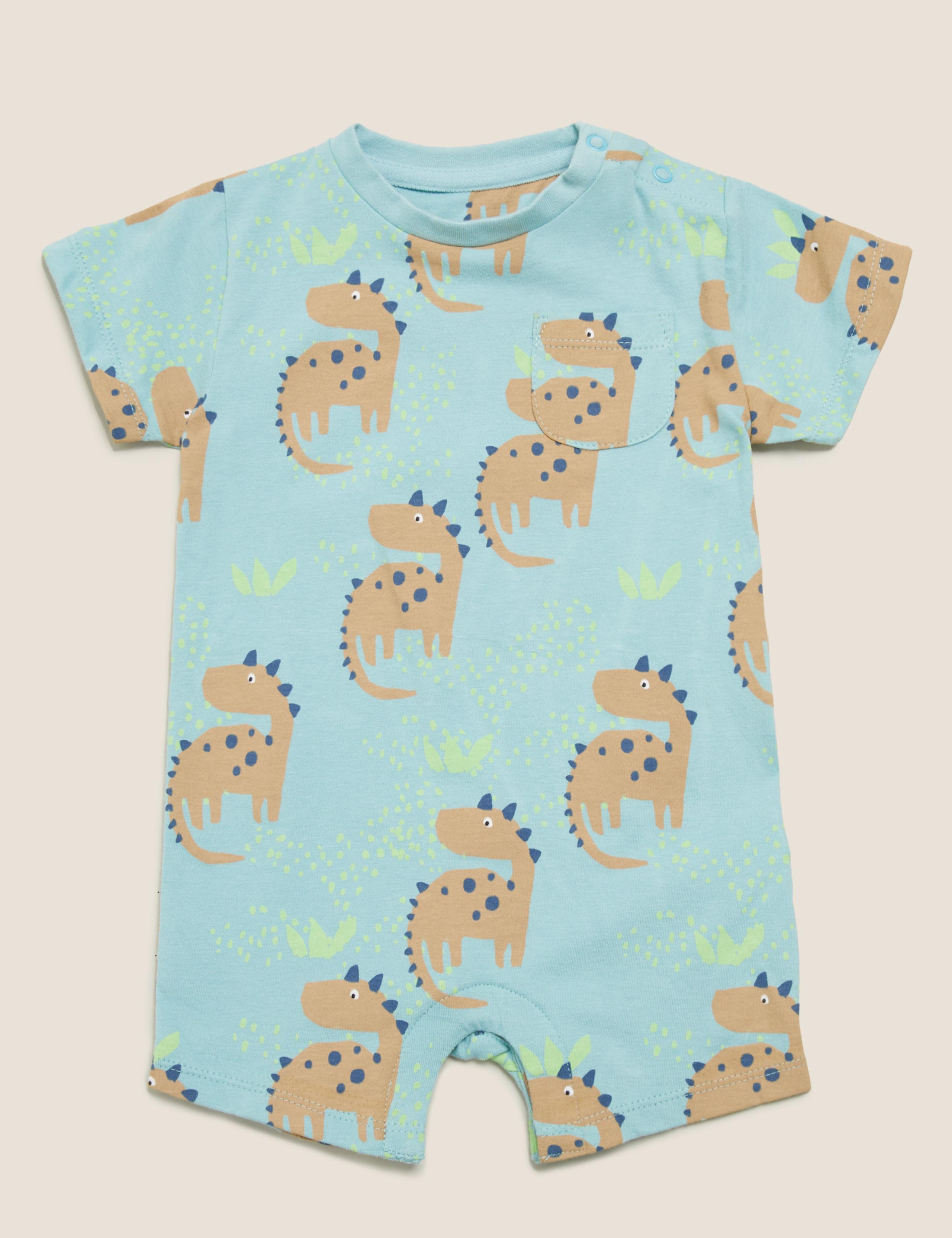 Organic Cotton Dinosaur Print Romper (0-3 Yrs) 1 of 4