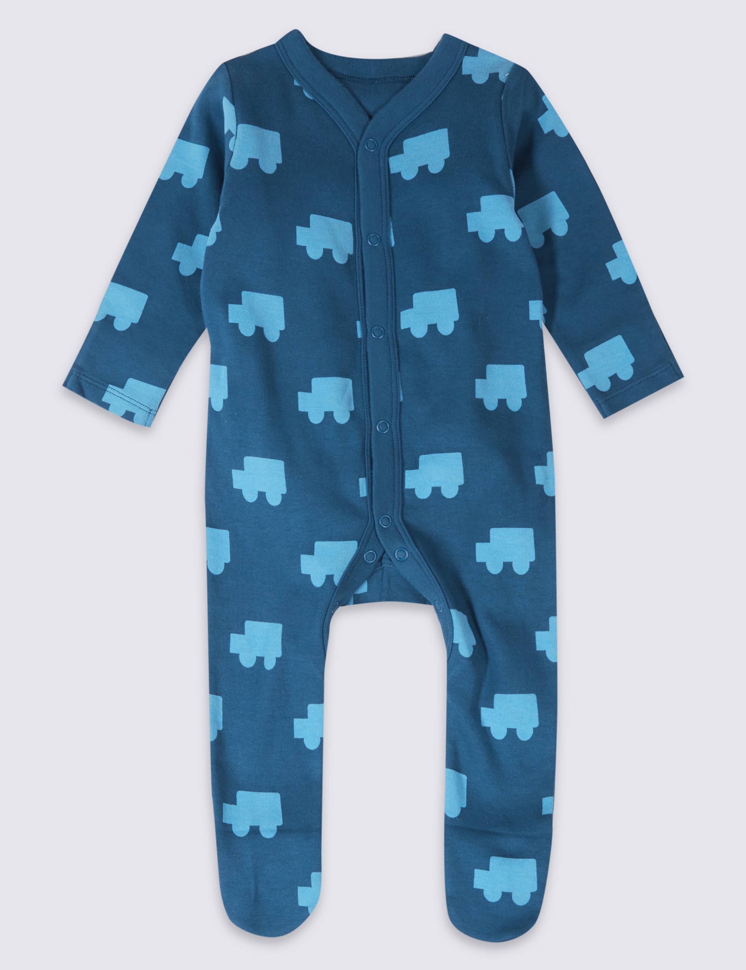 3 Pack Car Print Pure Cotton Sleepsuits 2 of 8
