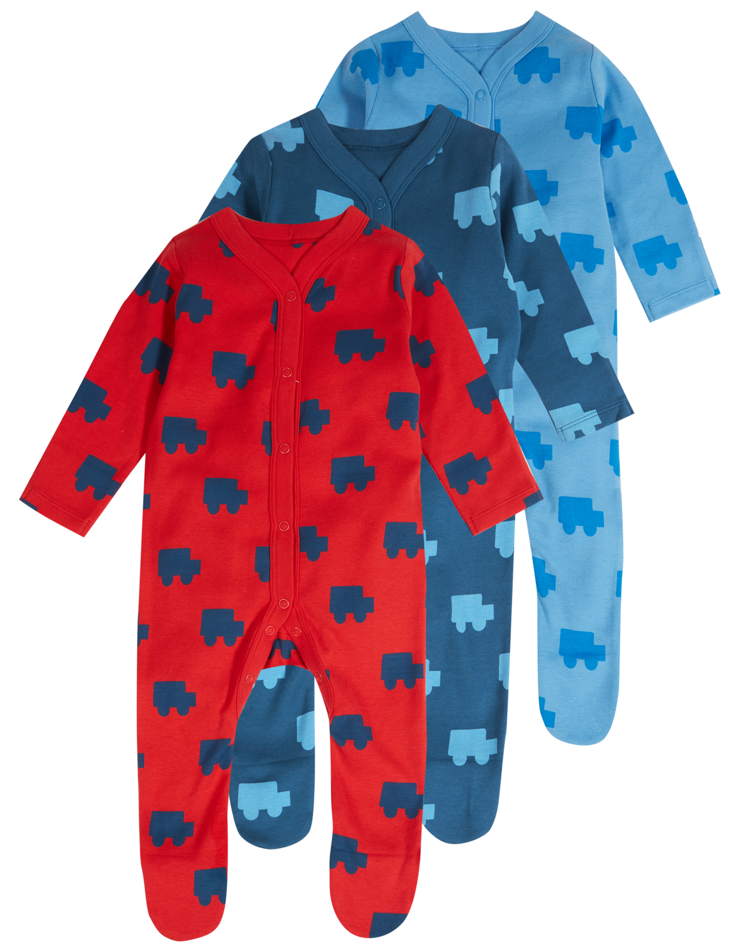 3 Pack Car Print Pure Cotton Sleepsuits 8 of 8