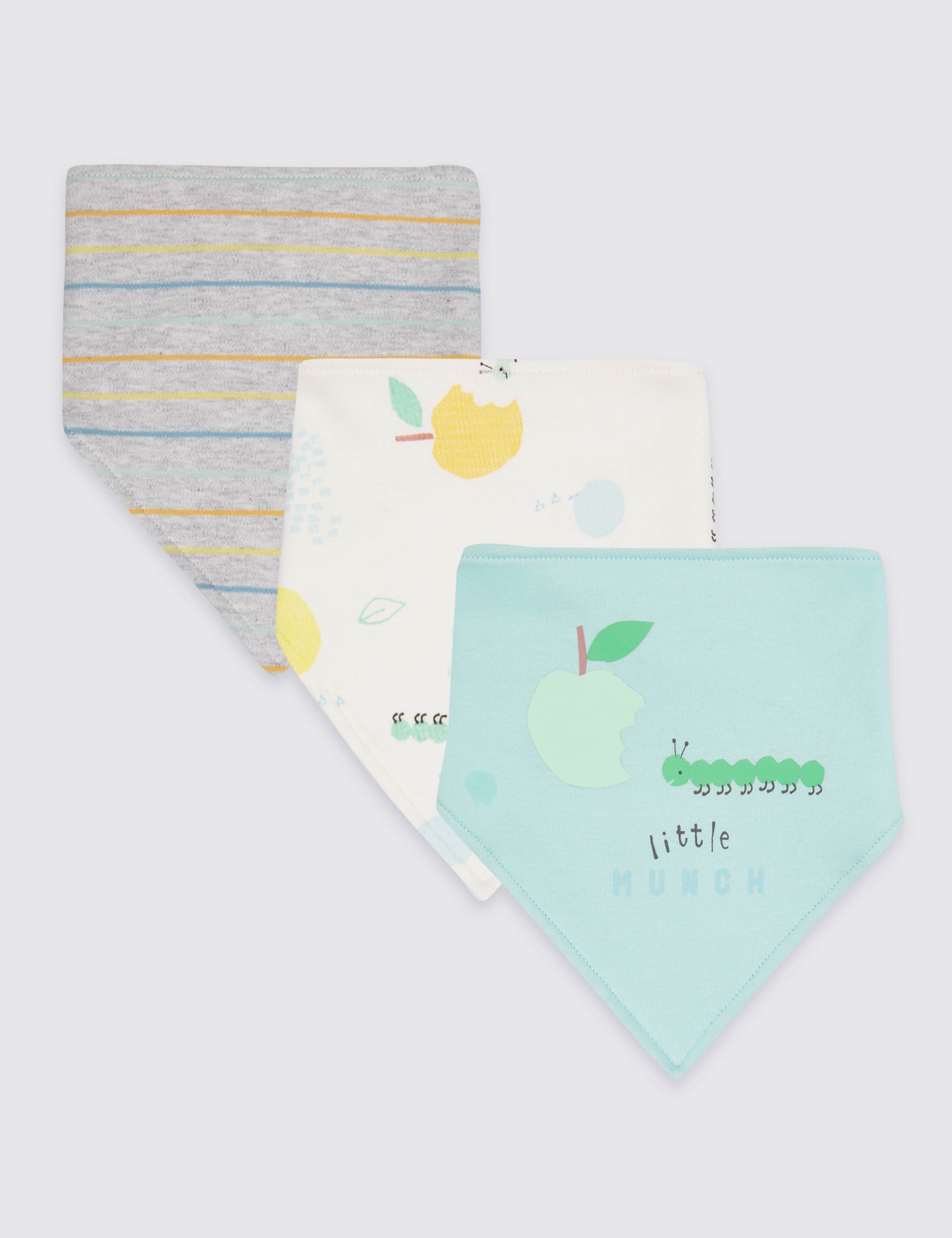 3 Pack Pure Cotton Dribble Bibs 1 of 2