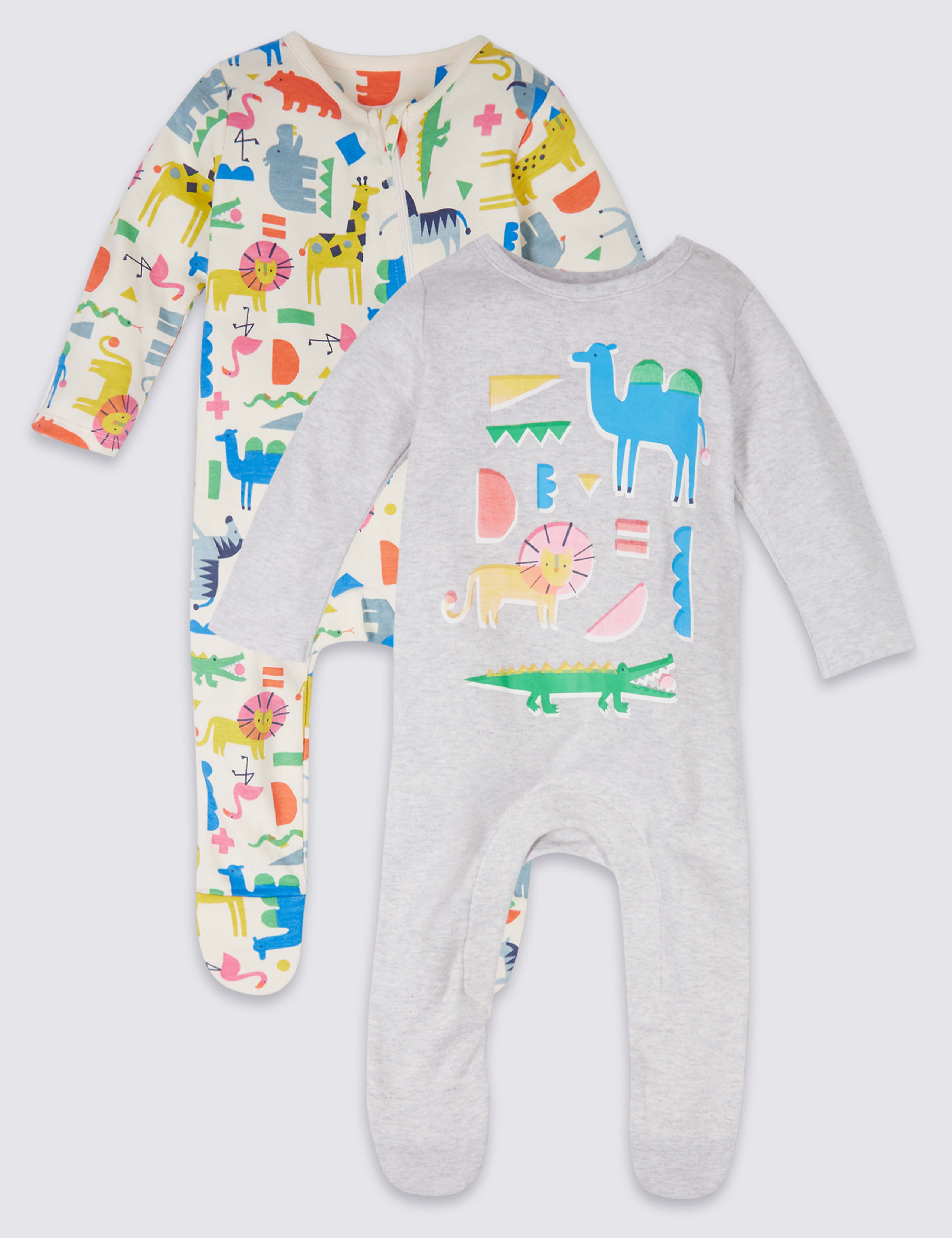 2 Pack Pure Cotton Sleepsuits 2 of 10