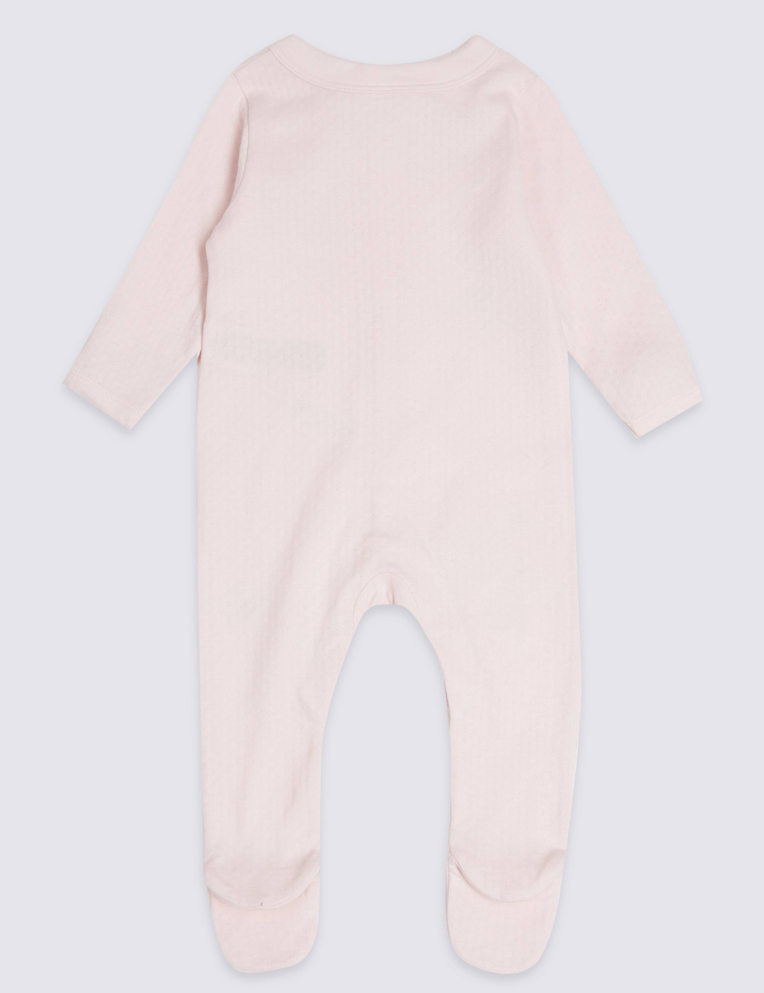 2 Pack Pure Cotton Applique Butterfly Sleepsuits 3 of 6