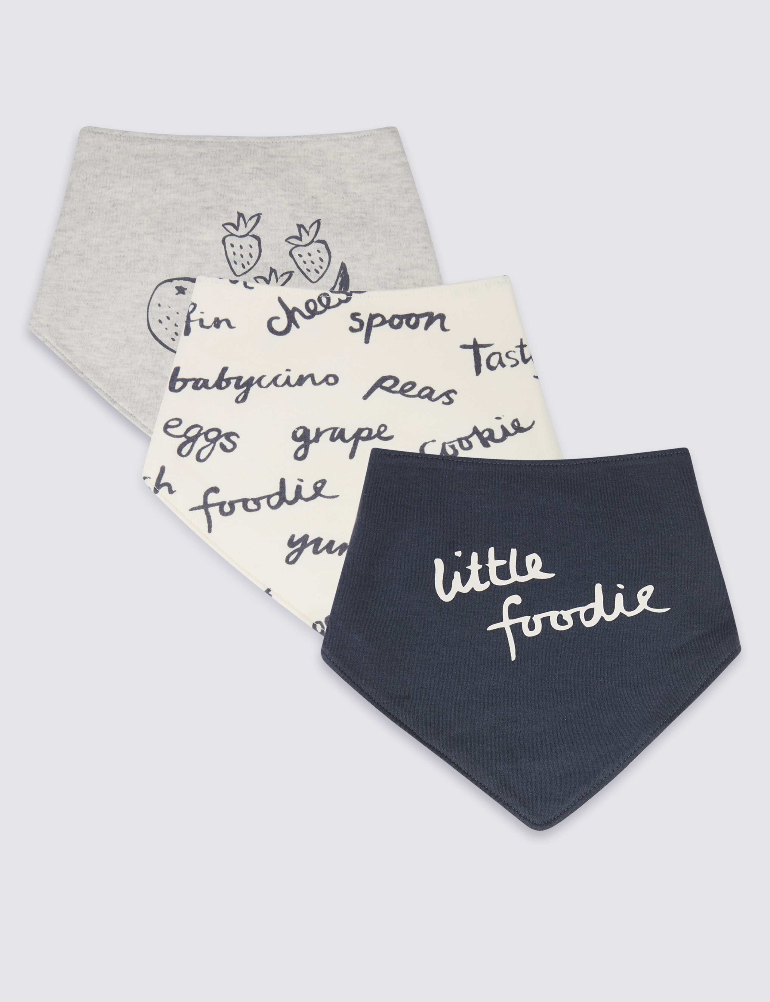 3 Pack Monochrome Pure Cotton Dribble Bibs 1 of 2