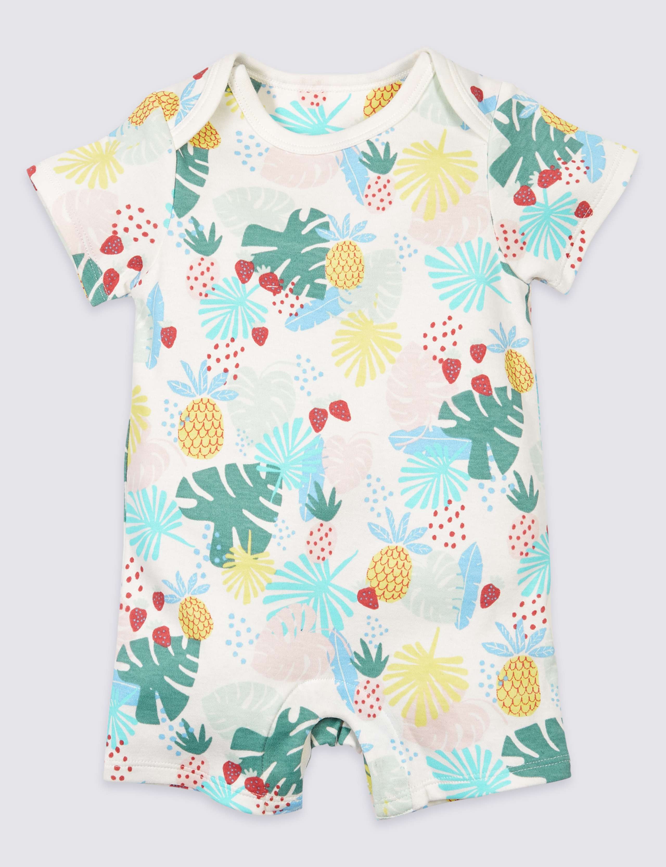 3 Pack Pure Cotton Tropical Print Rompers 4 of 6