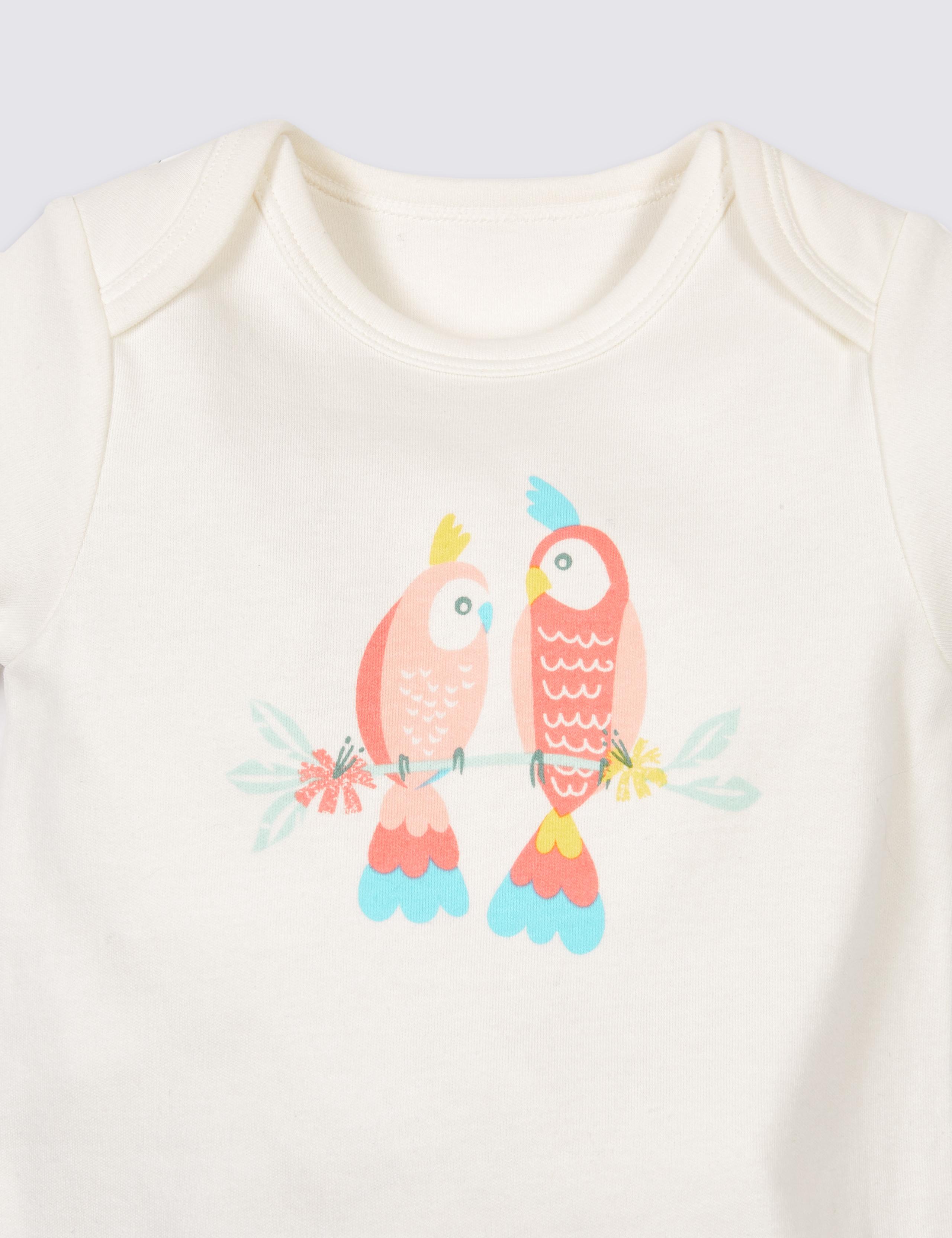 3 Pack Pure Cotton Tropical Print Rompers 6 of 6