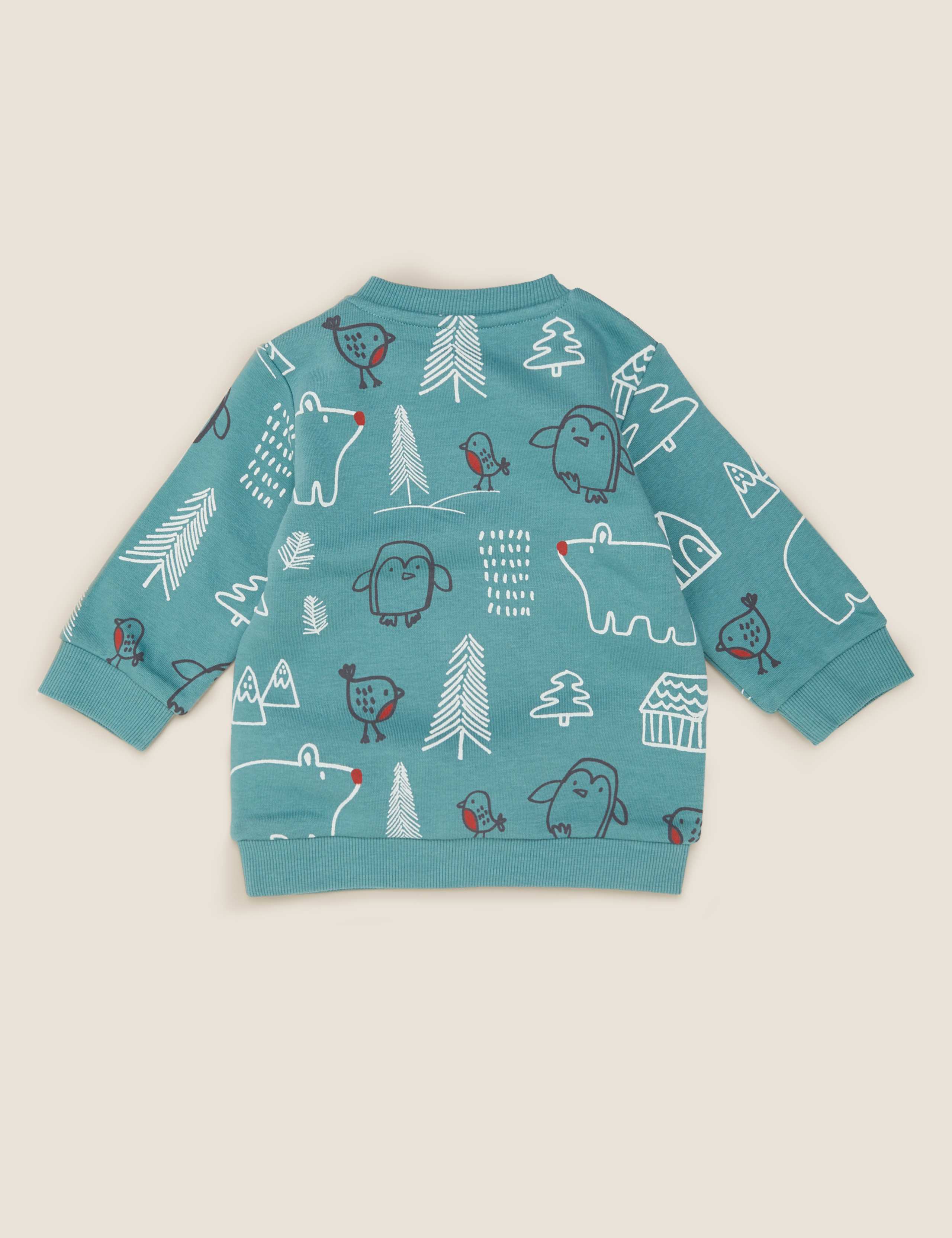 Cotton Winter Woodland Print Sweatshirt (0-3 Yrs) 3 of 4