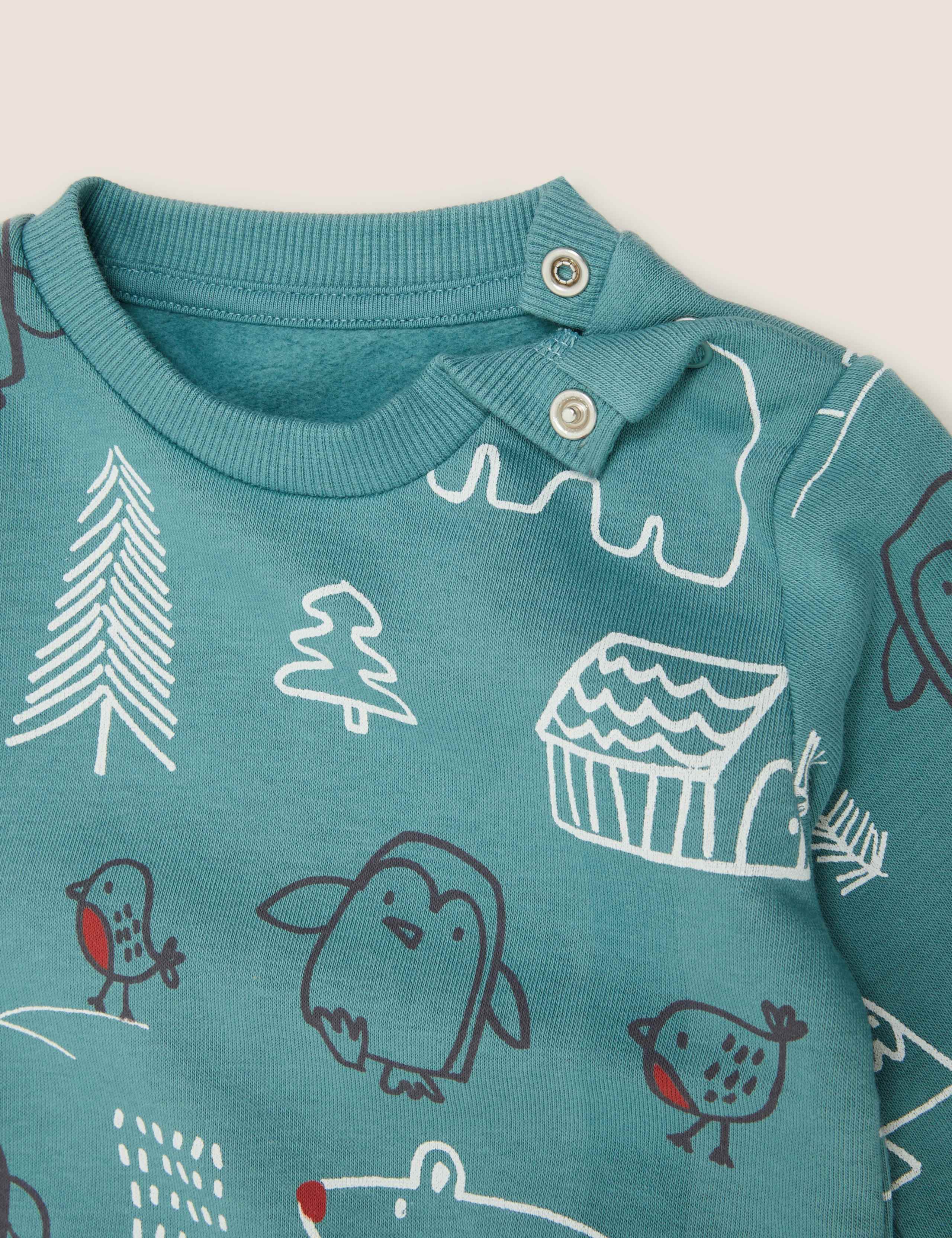 Cotton Winter Woodland Print Sweatshirt (0-3 Yrs) 4 of 4