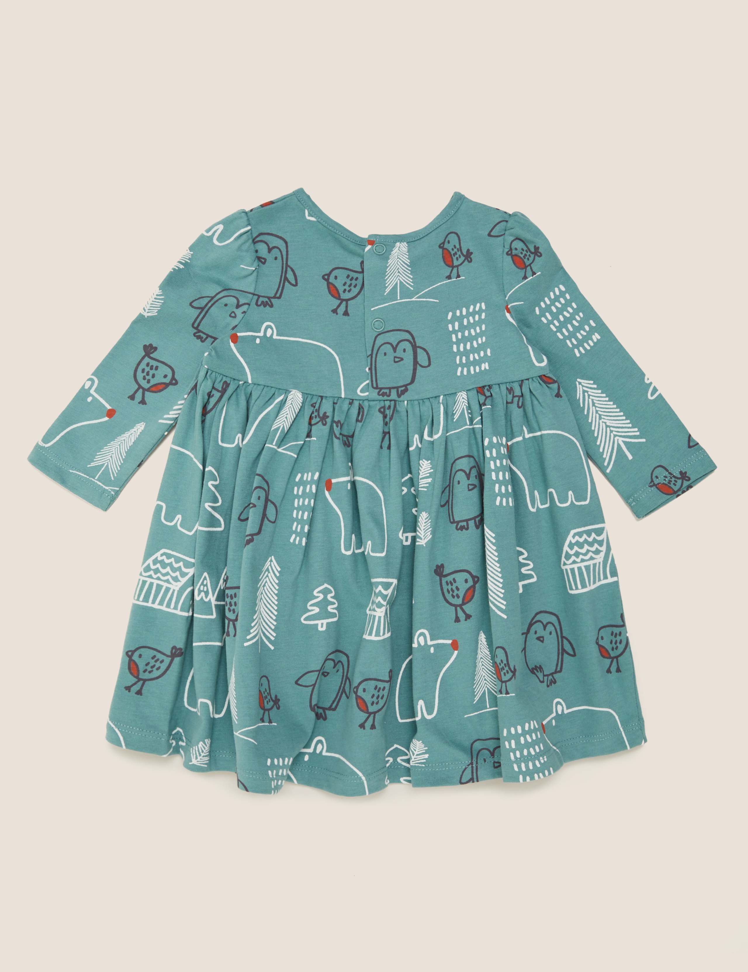 Pure Cotton Winter Woodland Print Dress (0-3 Yrs) 3 of 5