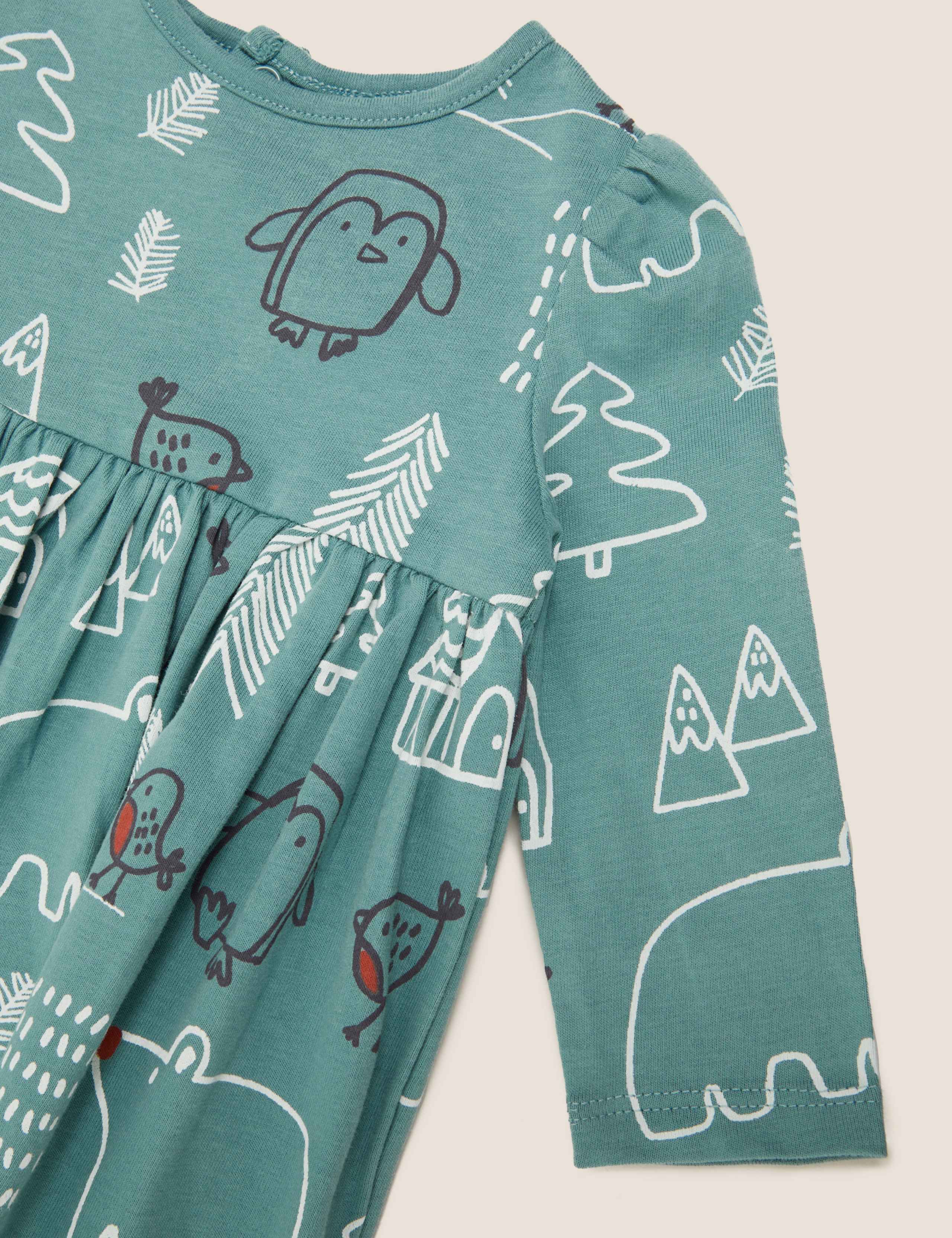 Pure Cotton Winter Woodland Print Dress (0-3 Yrs) 4 of 5