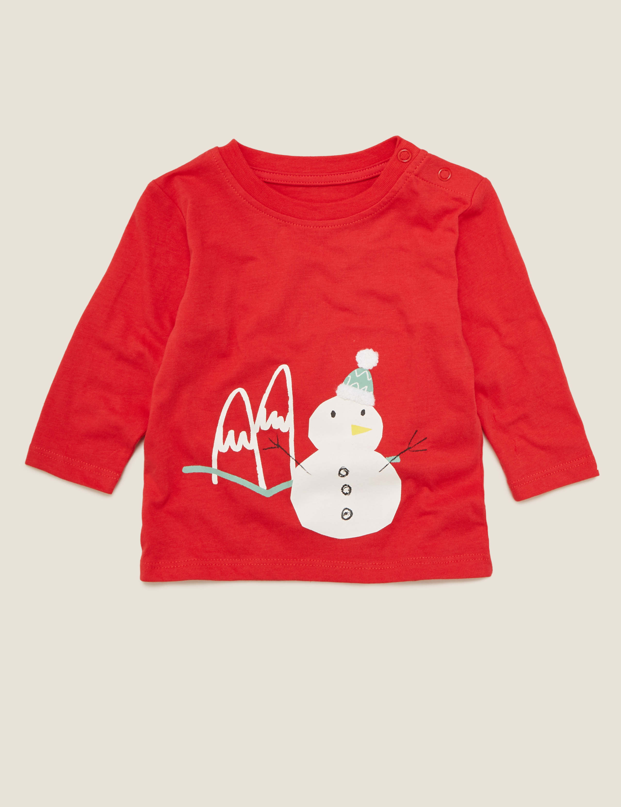 Pure Cotton Snowman Christmas Top (0-3 Yrs) 1 of 3