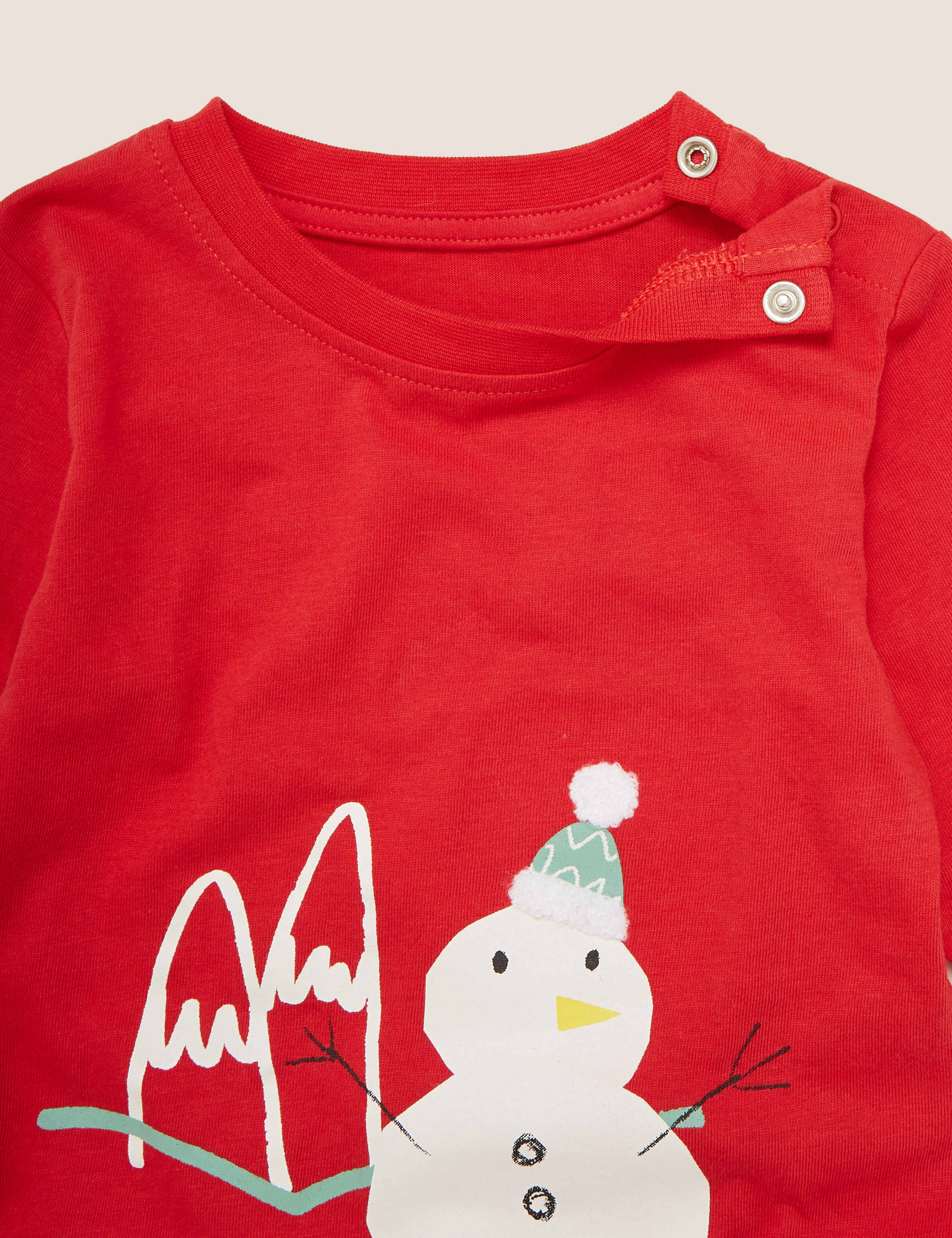 Pure Cotton Snowman Christmas Top (0-3 Yrs) 3 of 3