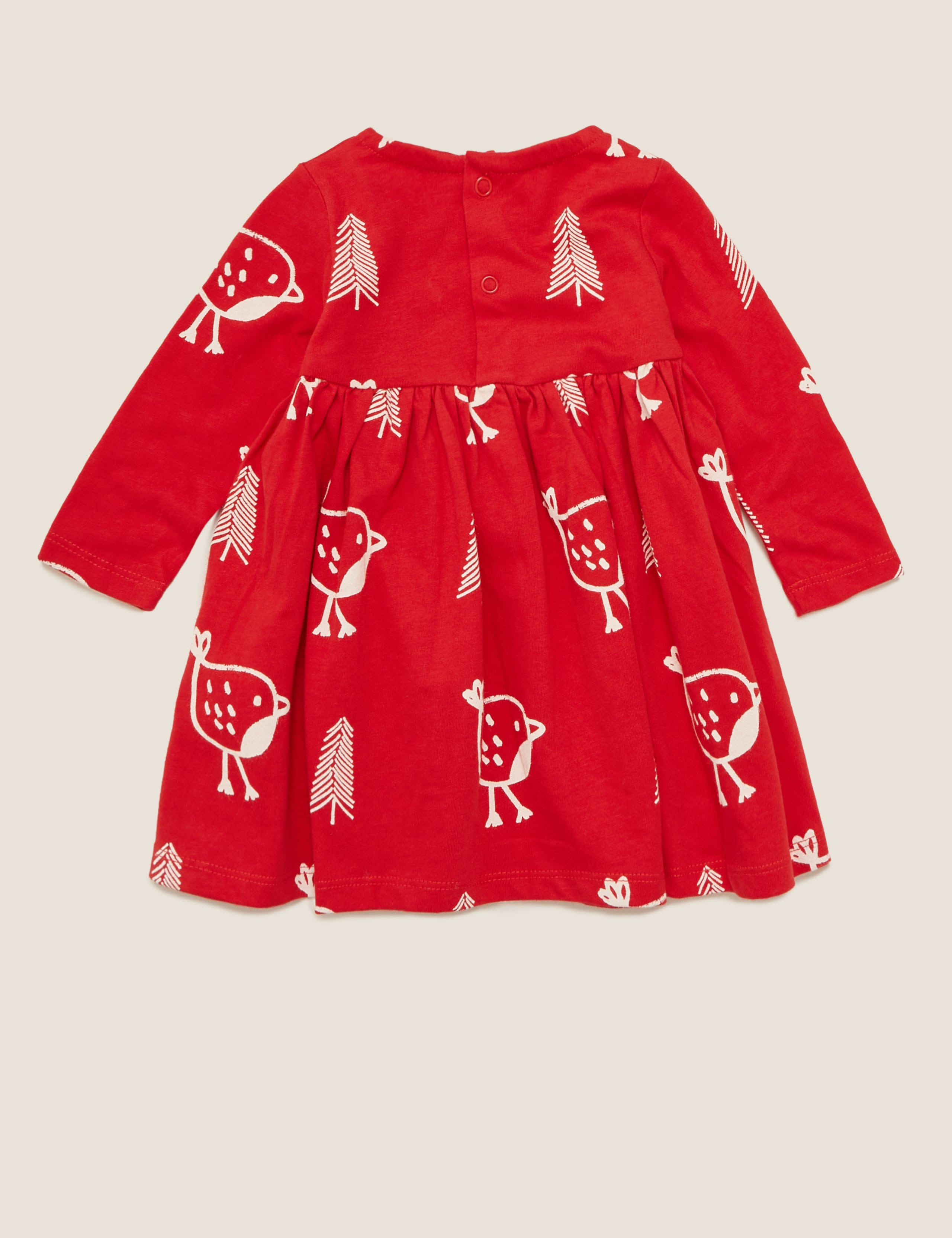 Pure Cotton Robin Print Dress (0-12 Mths) 2 of 3