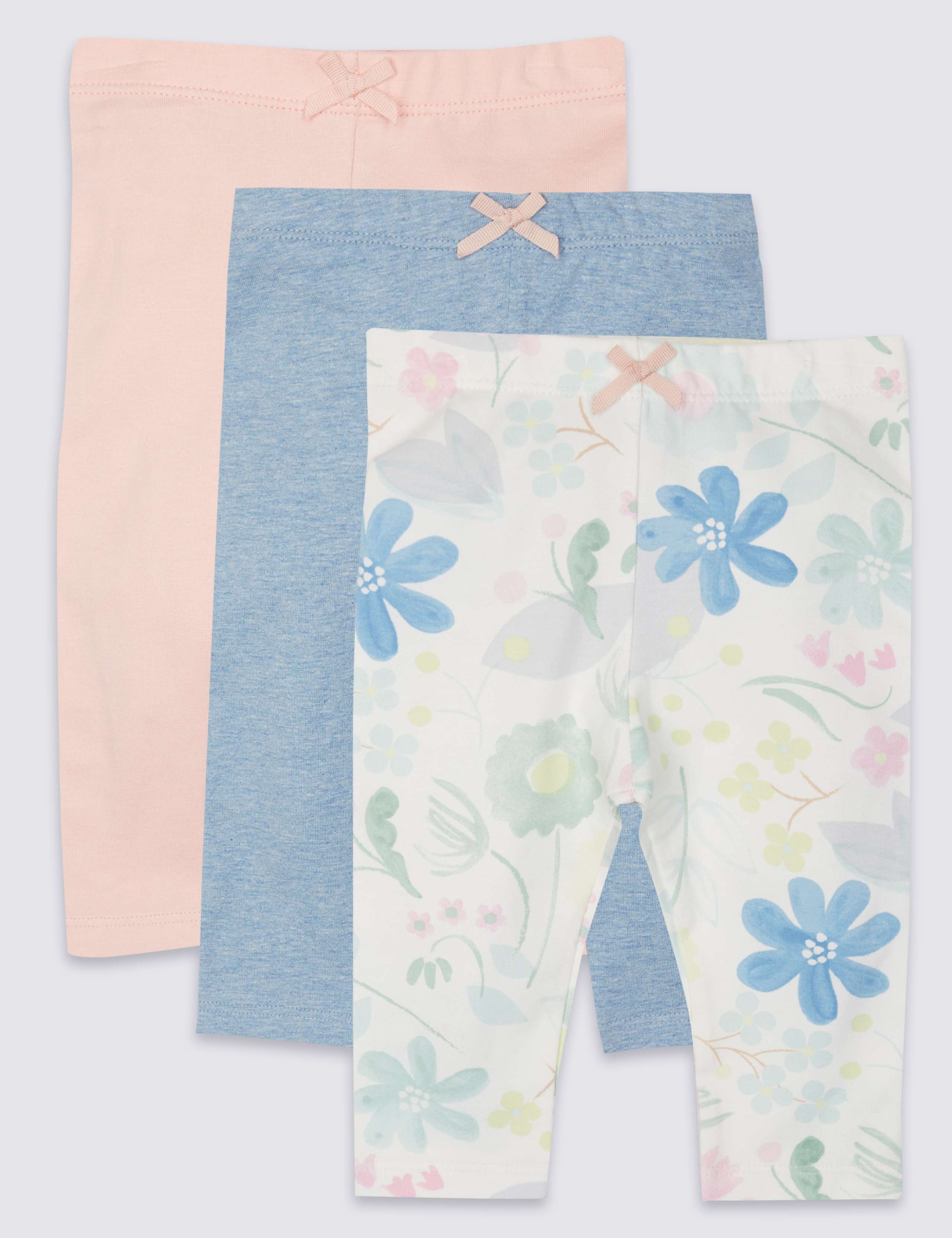 3 Pack Cotton Rich Leggings with Stretch 1 of 2
