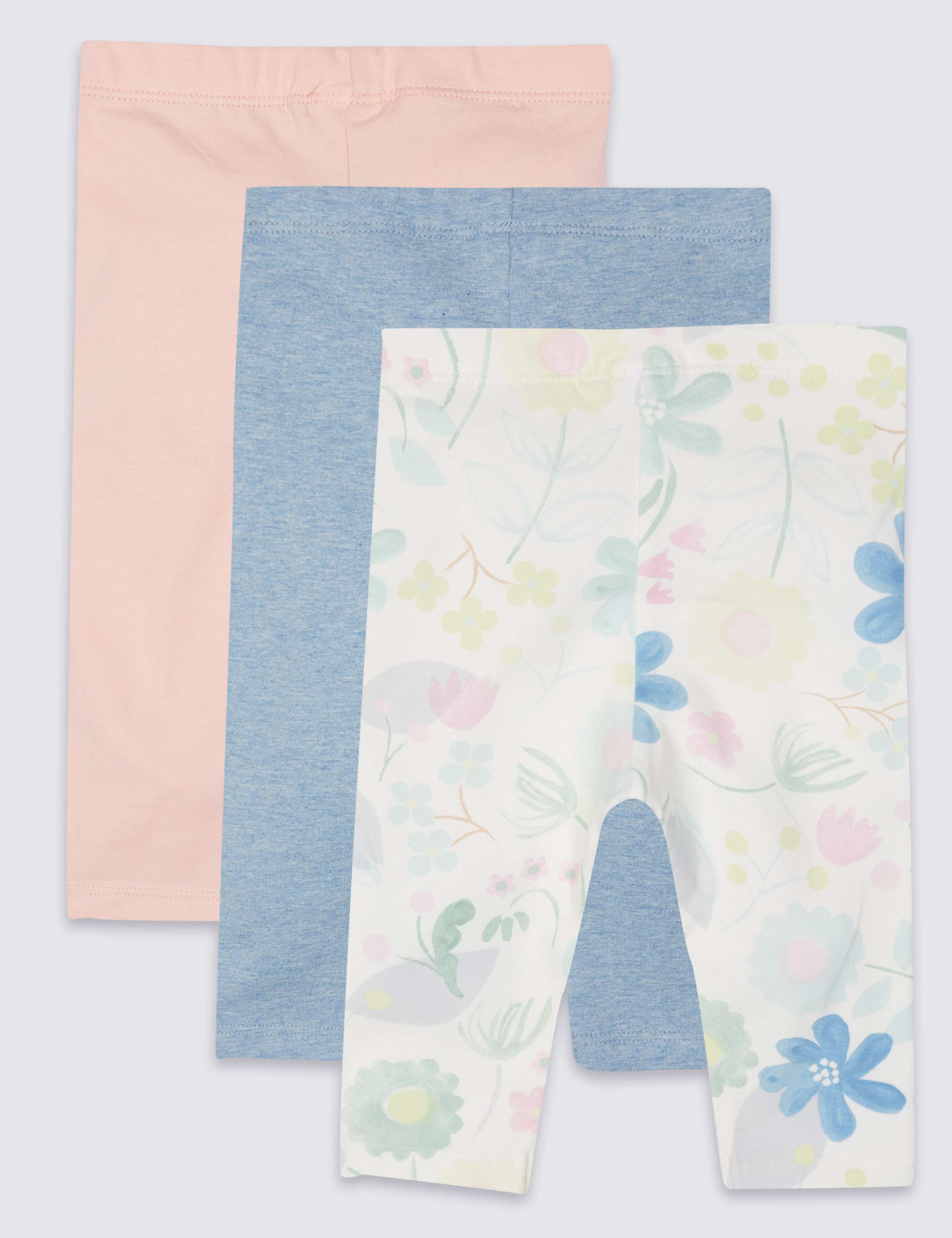 3 Pack Cotton Rich Leggings with Stretch 2 of 2