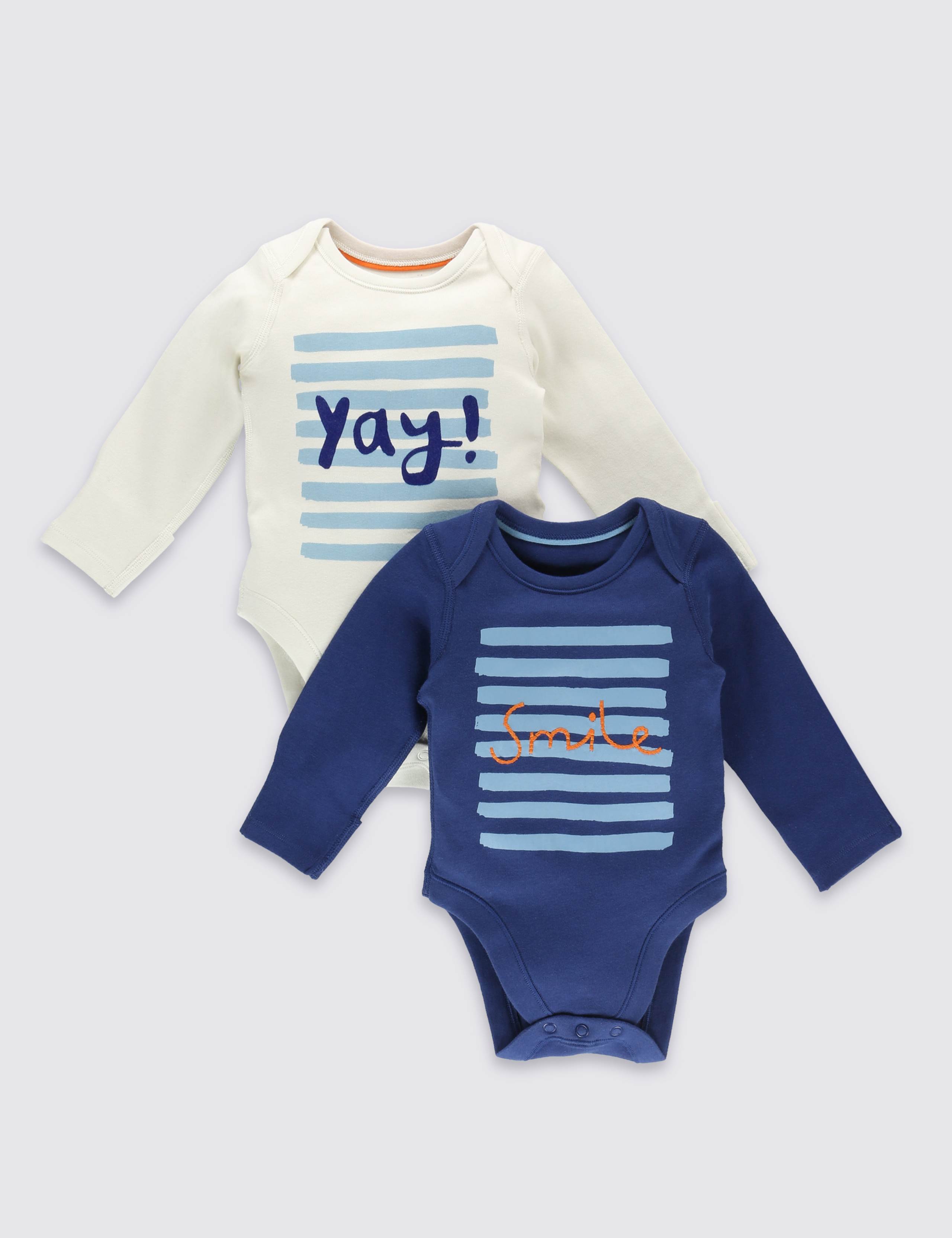 2 Pack Boys' Pure Cotton Bodysuits 1 of 6