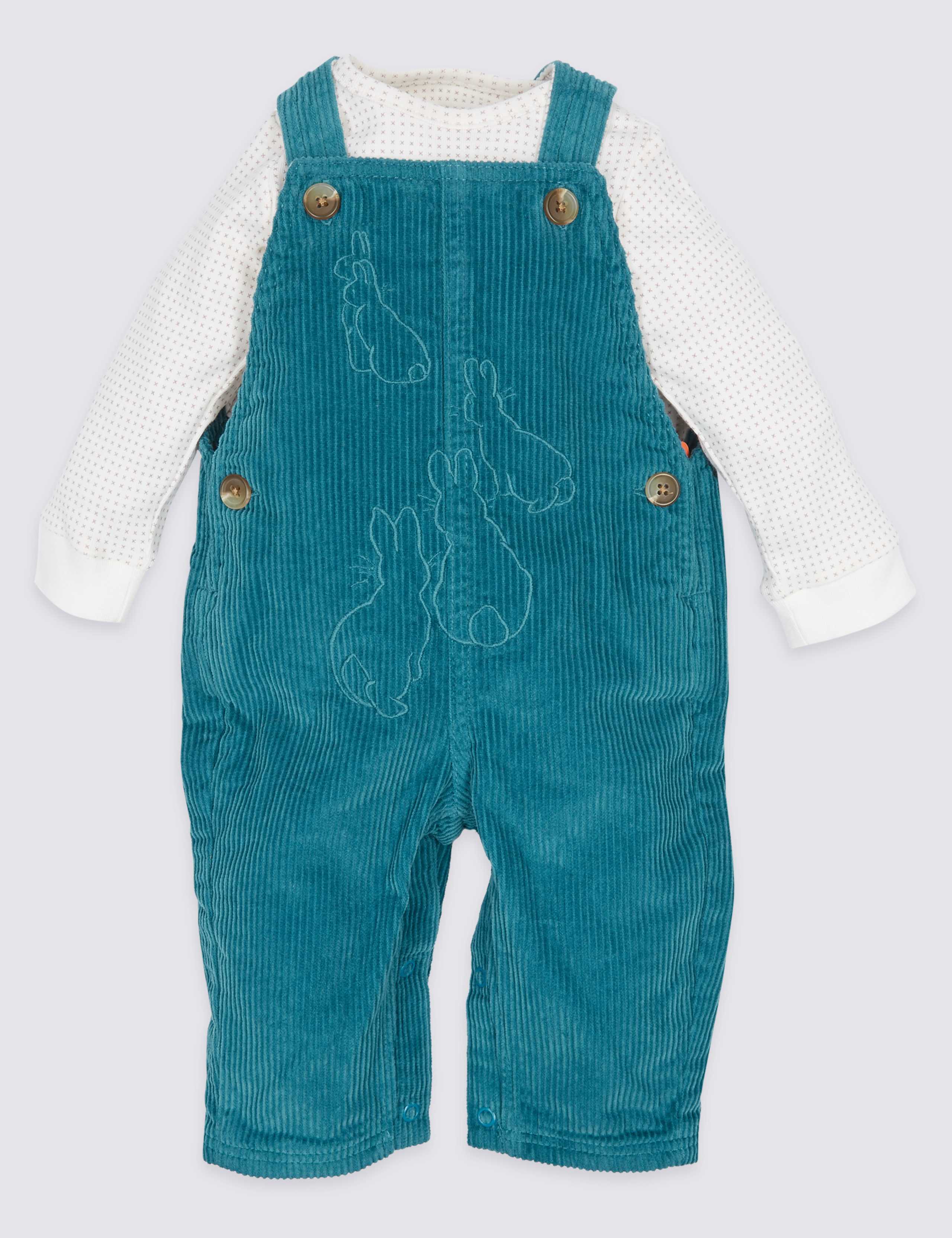 Pure Cotton Peter Rabbit™ Bodysuit & Dungarees Outfit 1 of 7