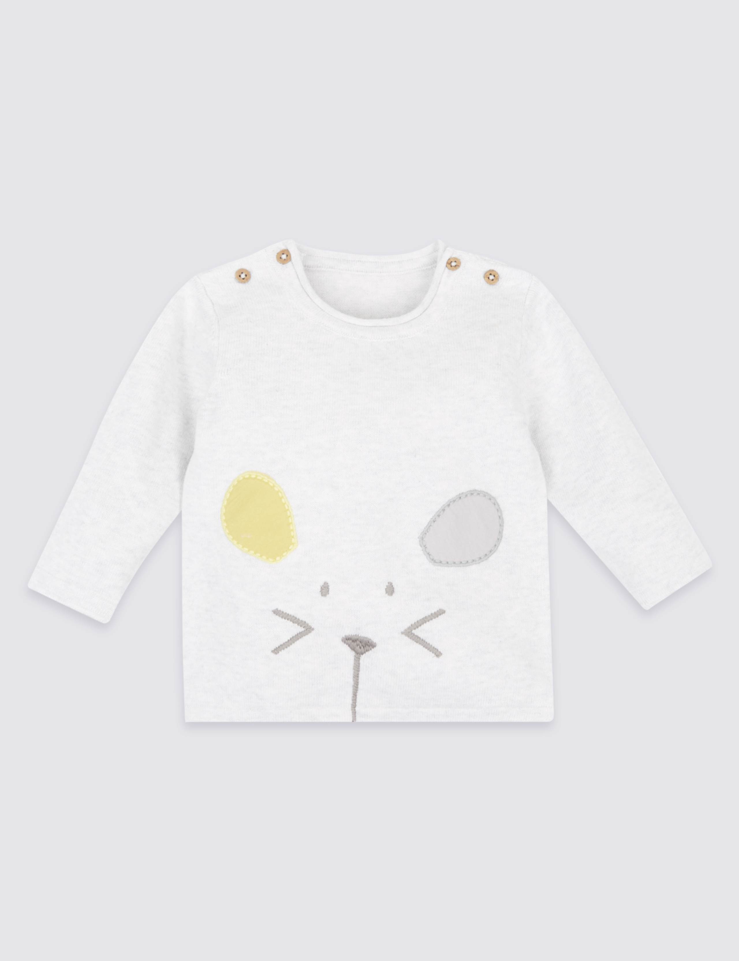 Pure Cotton Mouse Applique Jumper 1 of 5