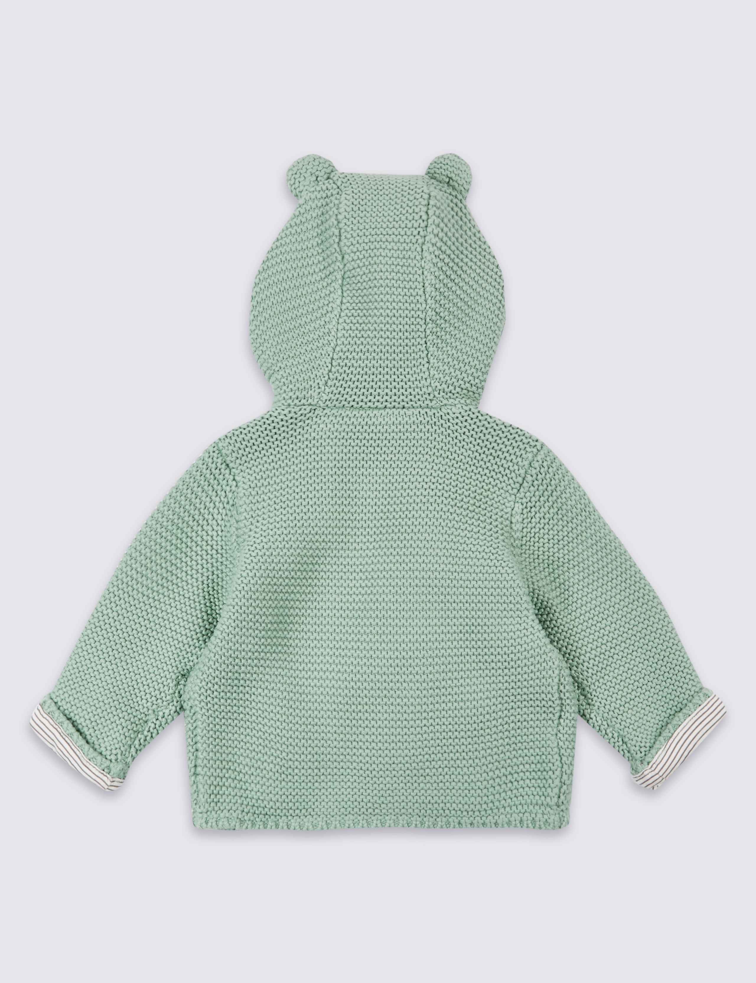 Pure Cotton Chunky Knitted Hooded Cardigan 2 of 3