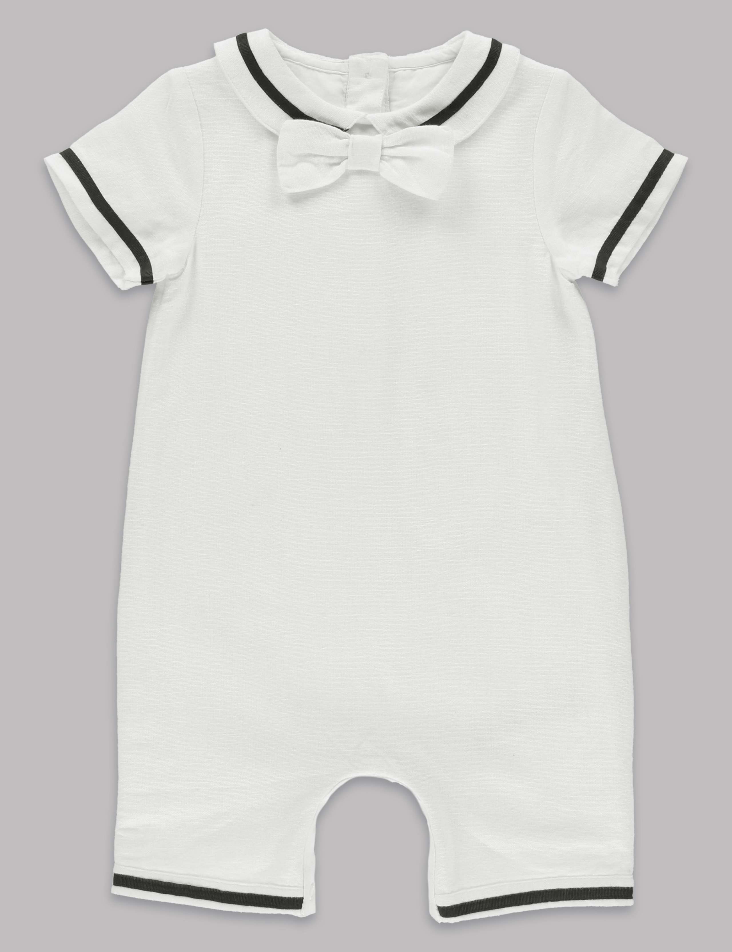 Sailor Bow Christening Baby Romper 3 of 7