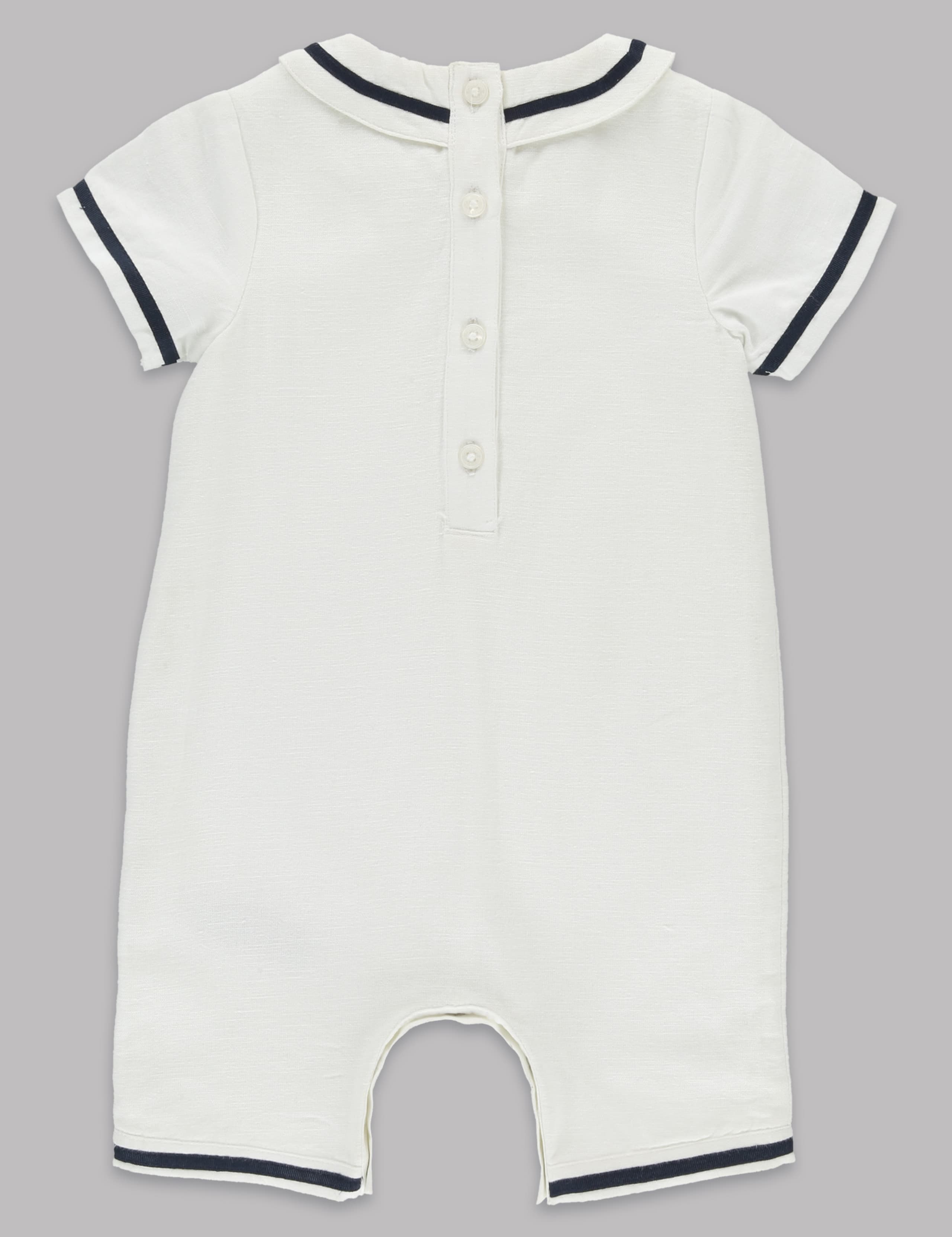 Sailor Bow Christening Baby Romper 4 of 7