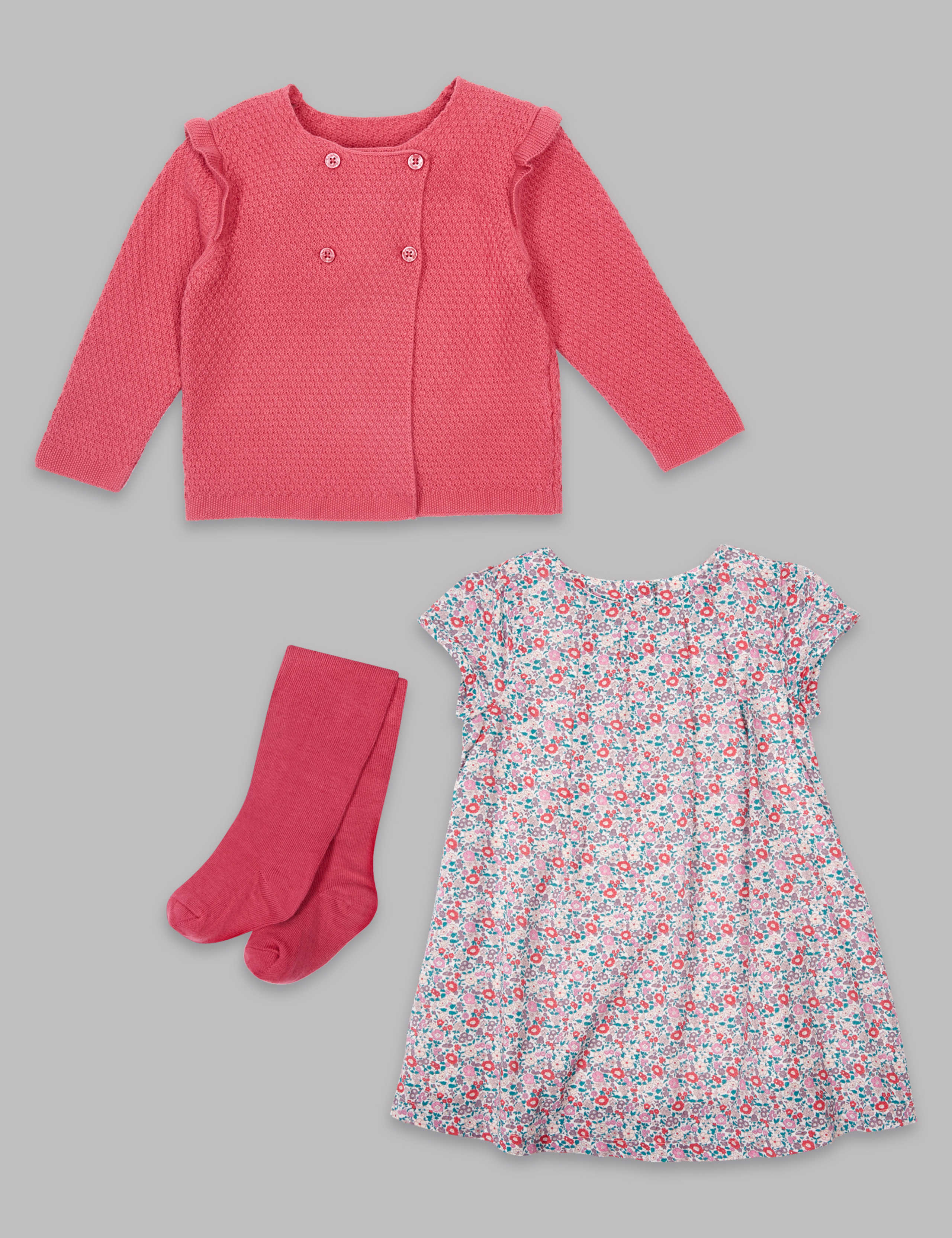 3 Piece Cardigan & Dress with Tights 1 of 8