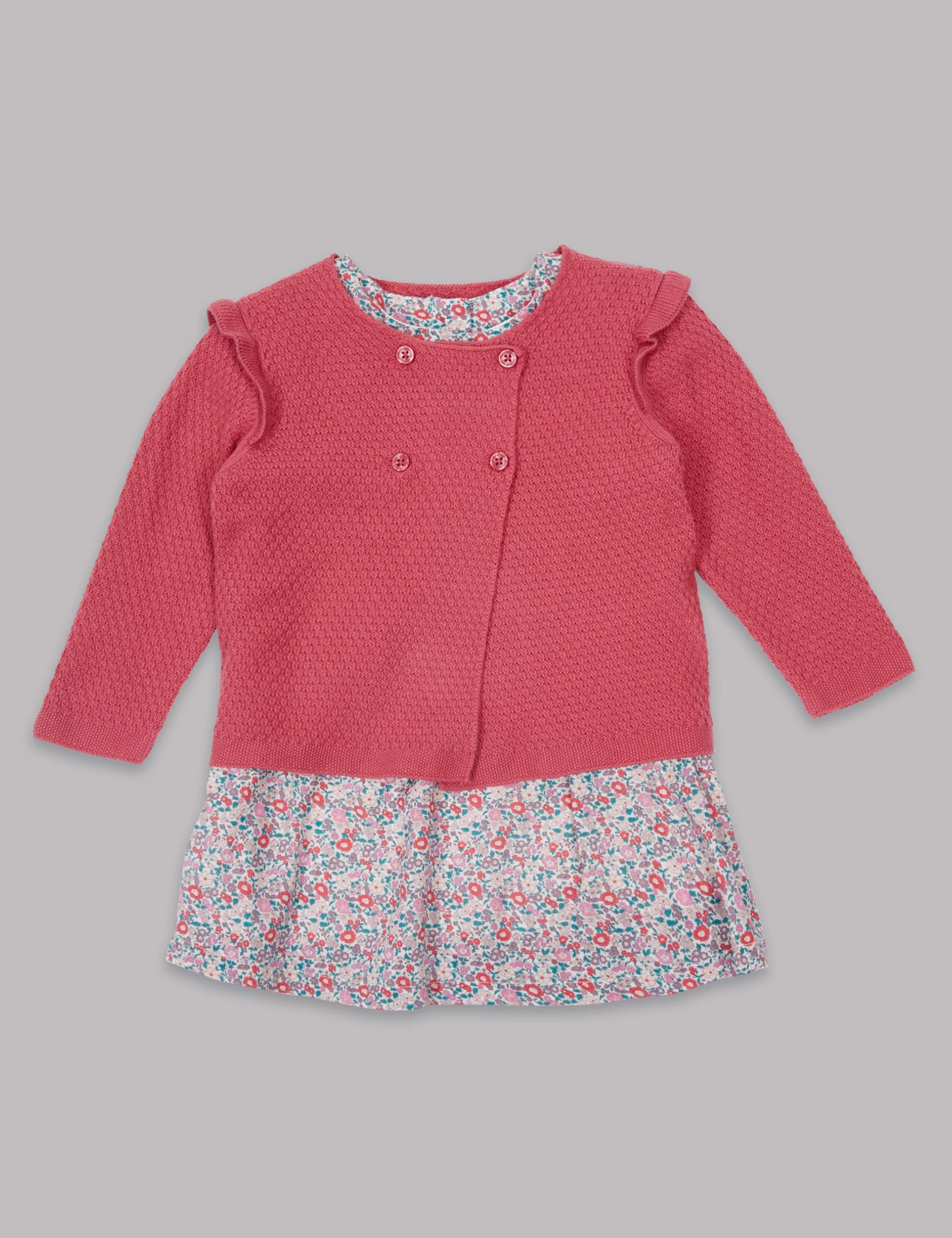 3 Piece Cardigan & Dress with Tights 2 of 8