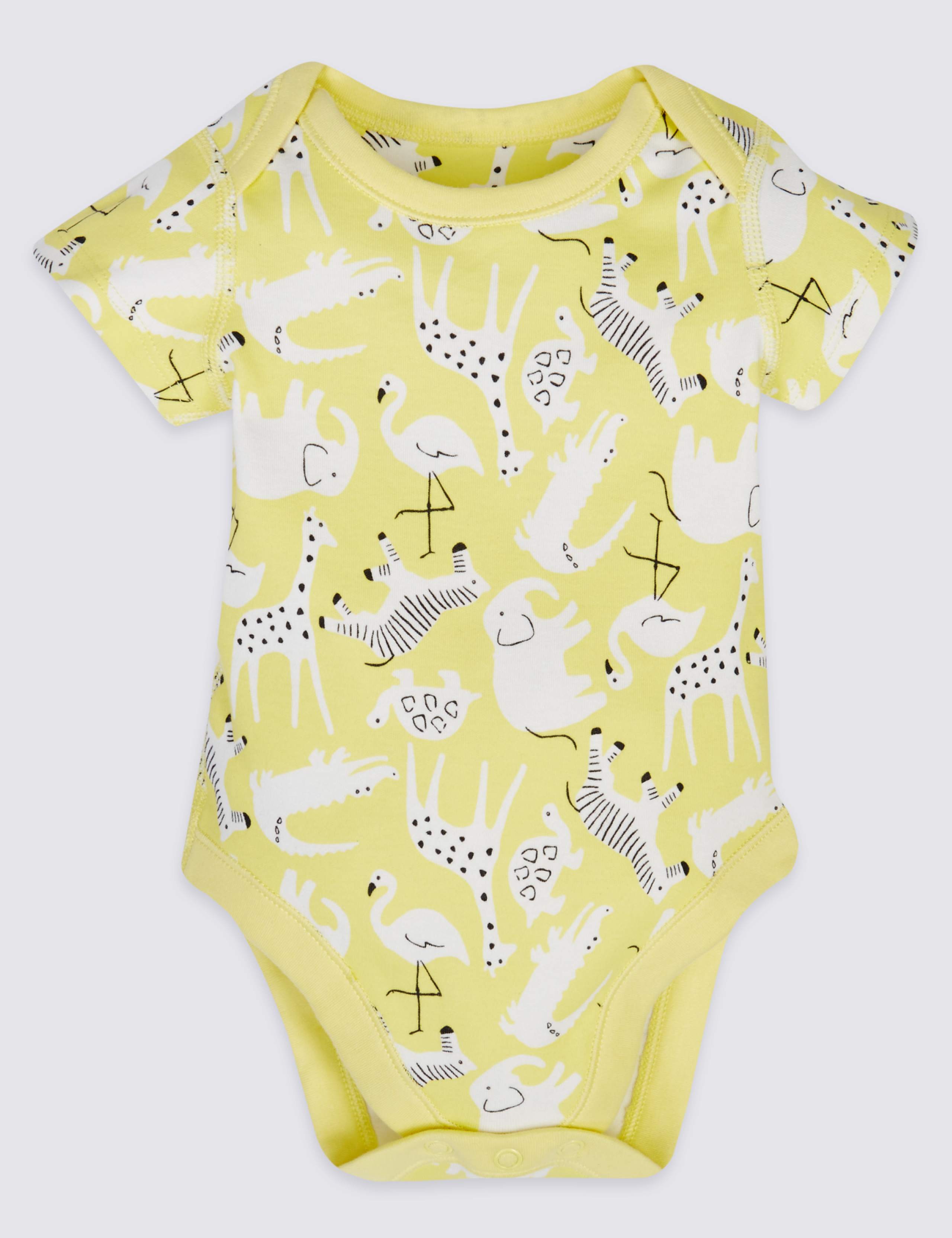 5 Pack Safari Animal Cotton Bodysuits 2 of 7