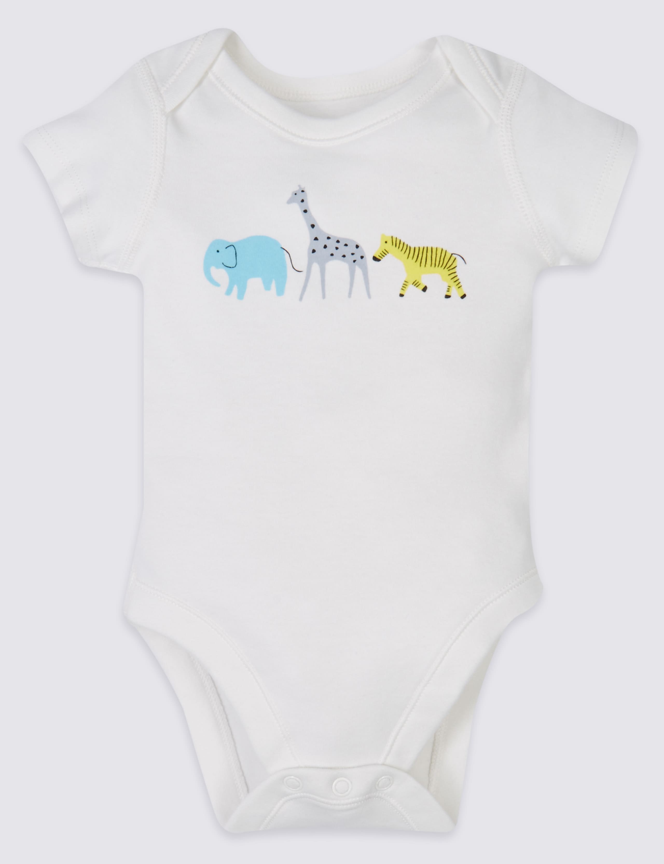 5 Pack Safari Animal Cotton Bodysuits 3 of 7