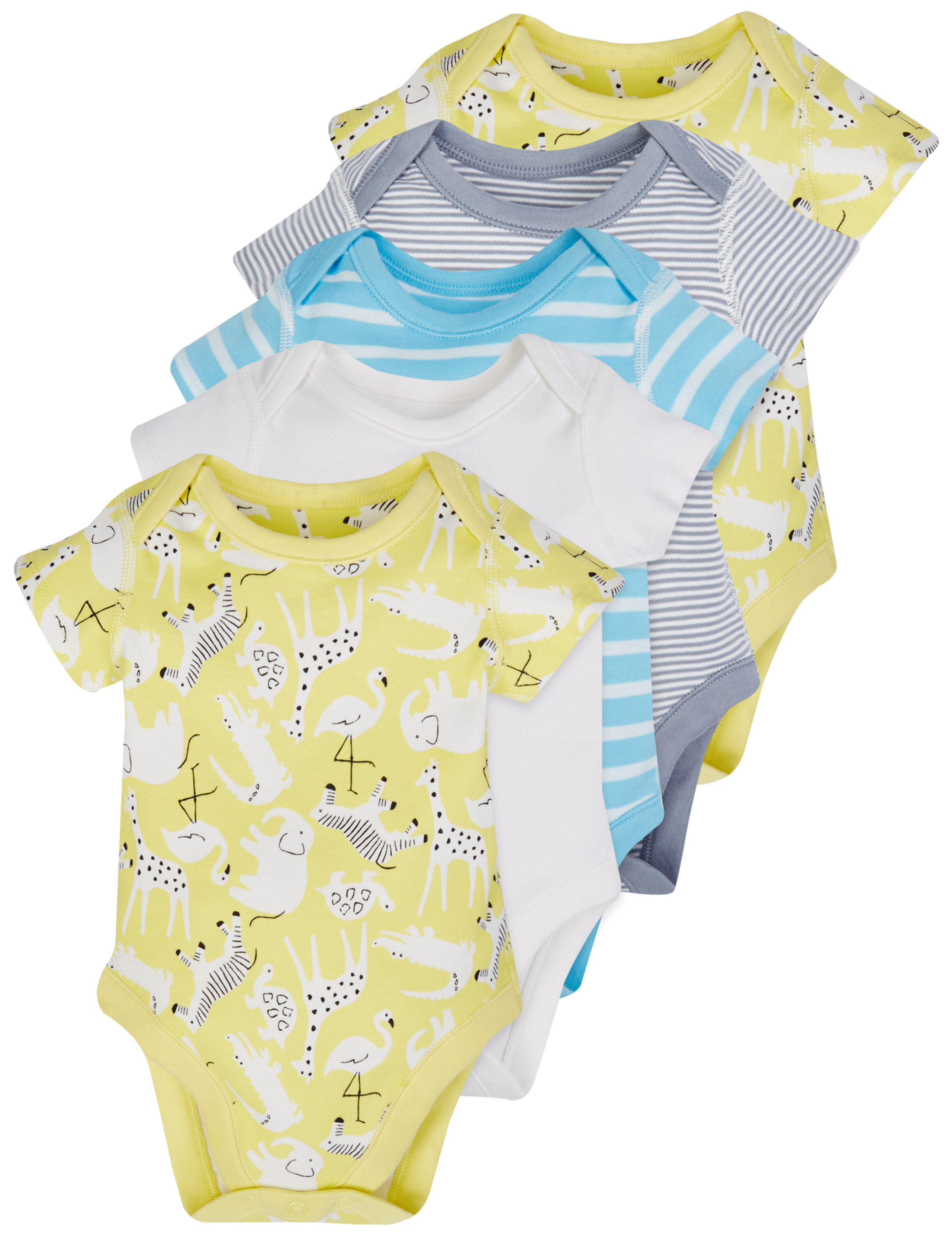 5 Pack Safari Animal Cotton Bodysuits 7 of 7