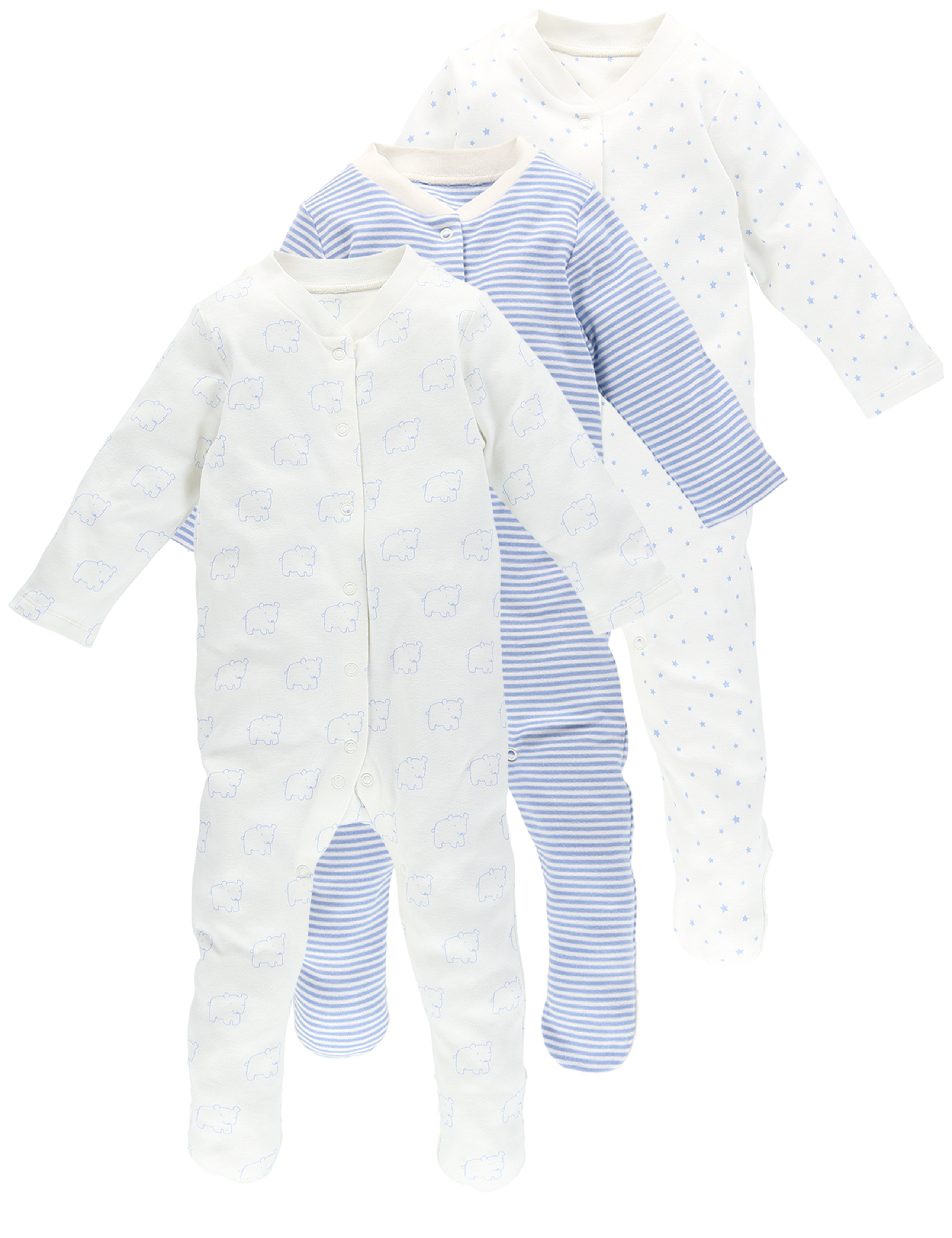 3 Pack Pure Cotton Sleepsuits 8 of 8